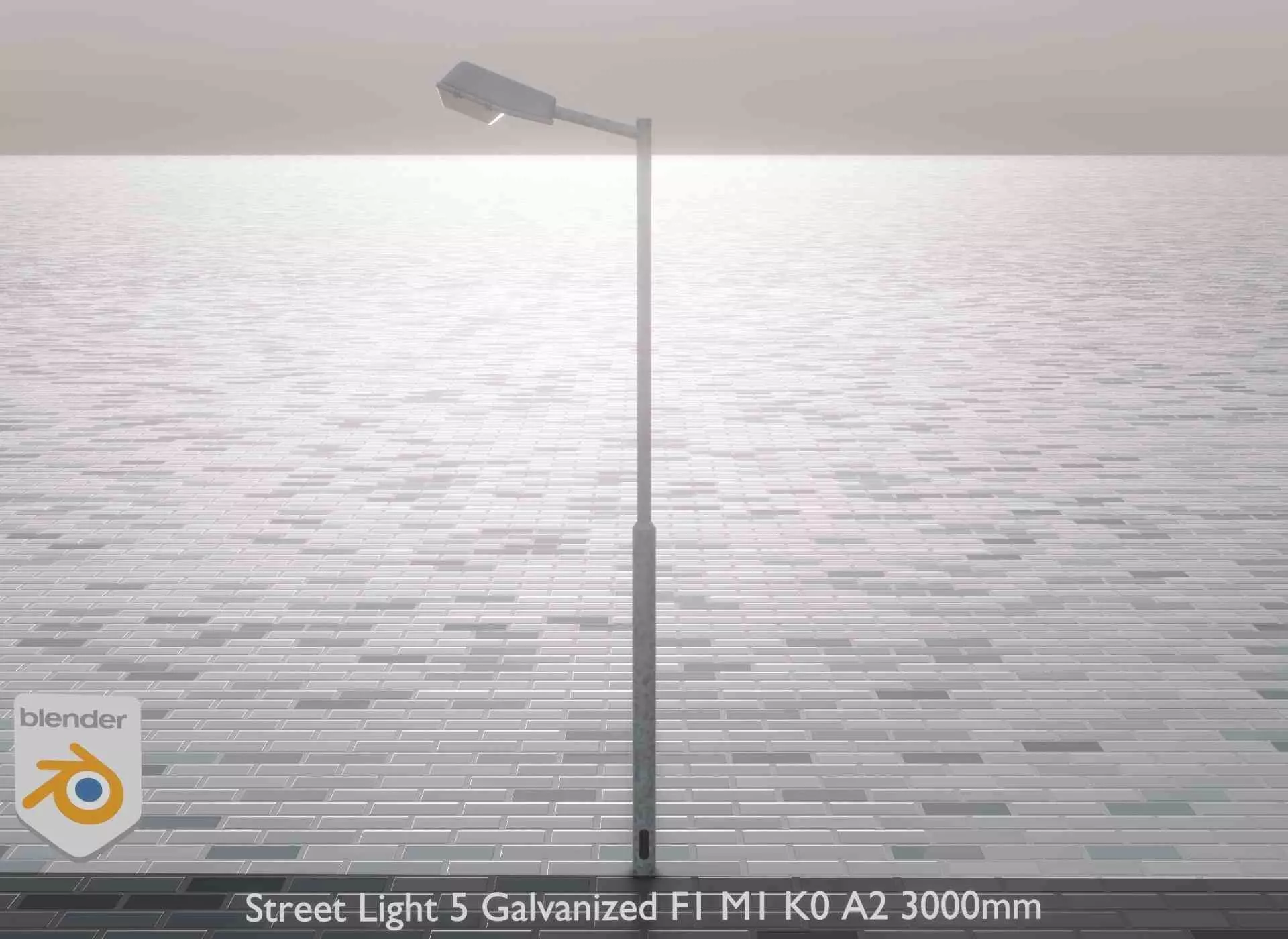 Street Light 5 Galvanized F1 M1 K0 A2 3000mm Low-poly 3D model_0
