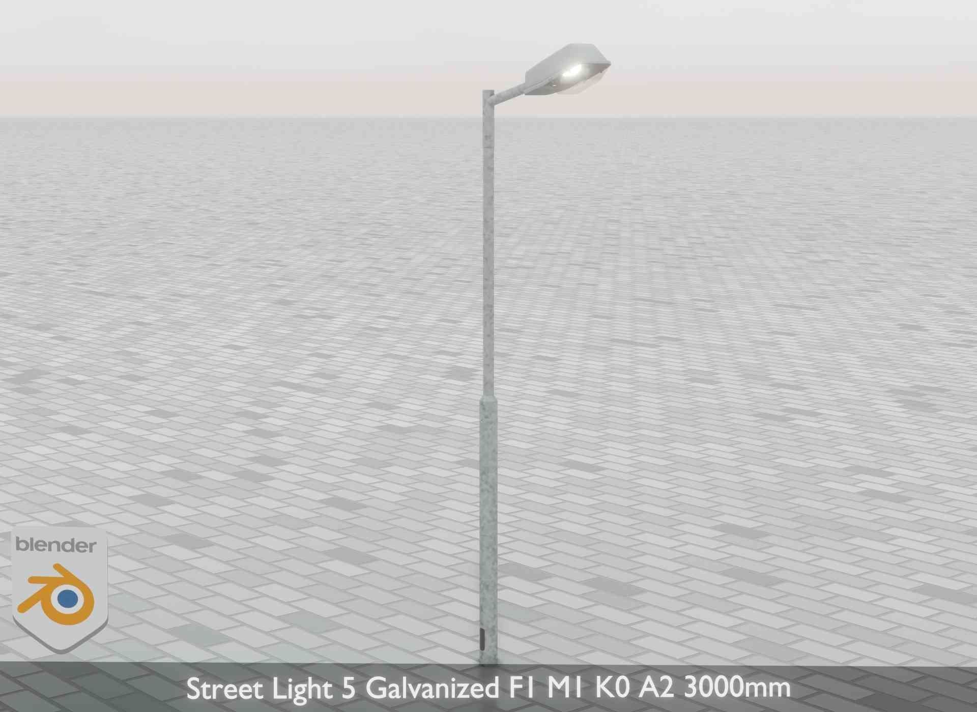 Street Light 5 Galvanized F1 M1 K0 A2 3000mm Low-poly 3D model_42