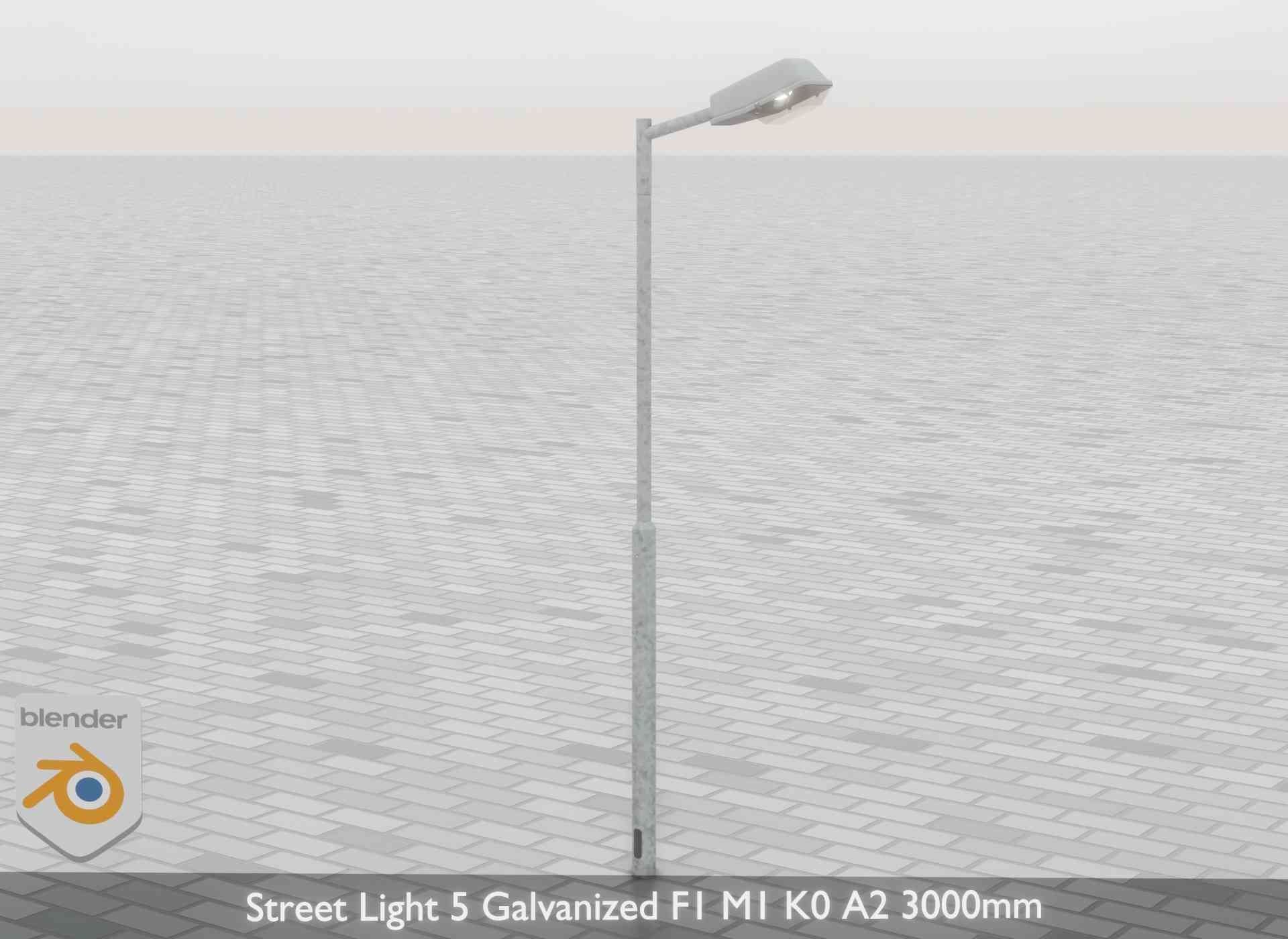 Street Light 5 Galvanized F1 M1 K0 A2 3000mm Low-poly 3D model_41