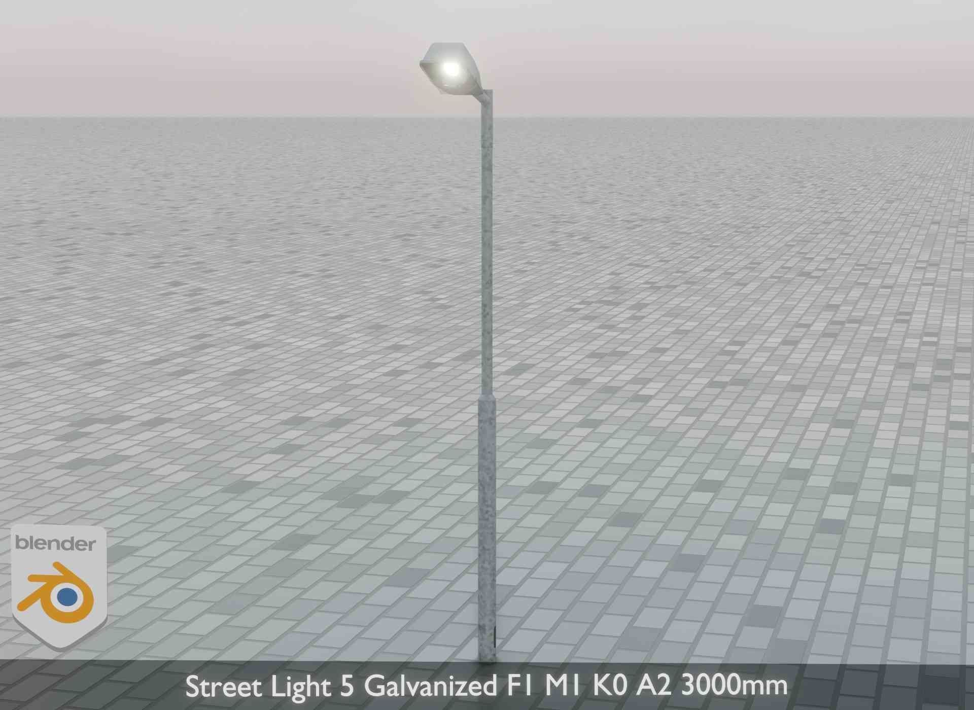 Street Light 5 Galvanized F1 M1 K0 A2 3000mm Low-poly 3D model_46