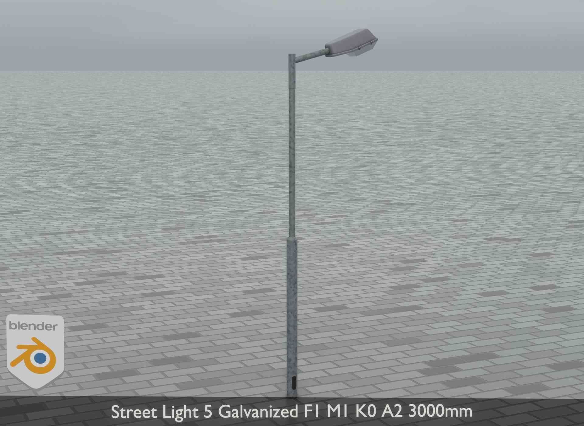 Street Light 5 Galvanized F1 M1 K0 A2 3000mm Low-poly 3D model_11