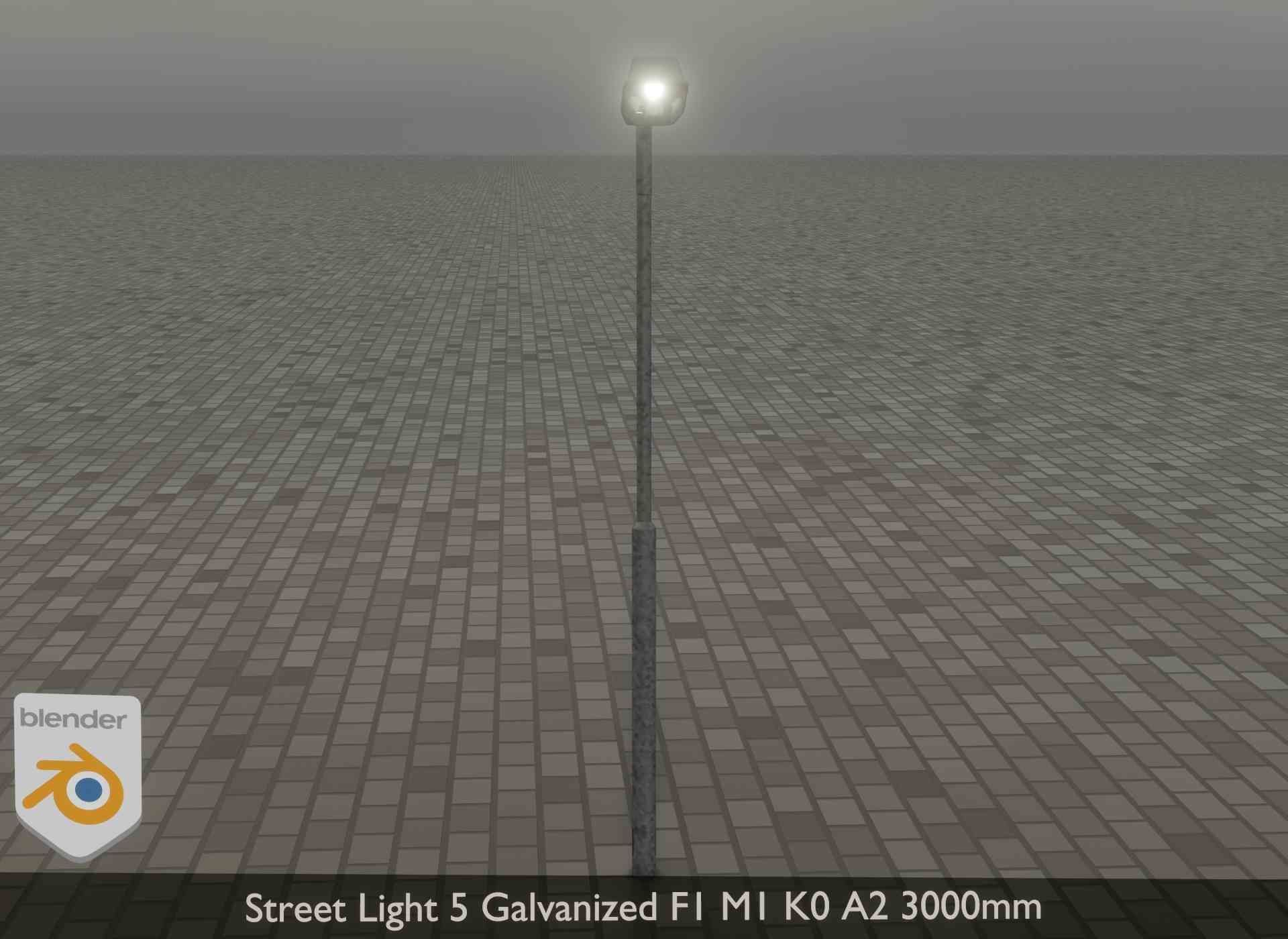 Street Light 5 Galvanized F1 M1 K0 A2 3000mm Low-poly 3D model_19