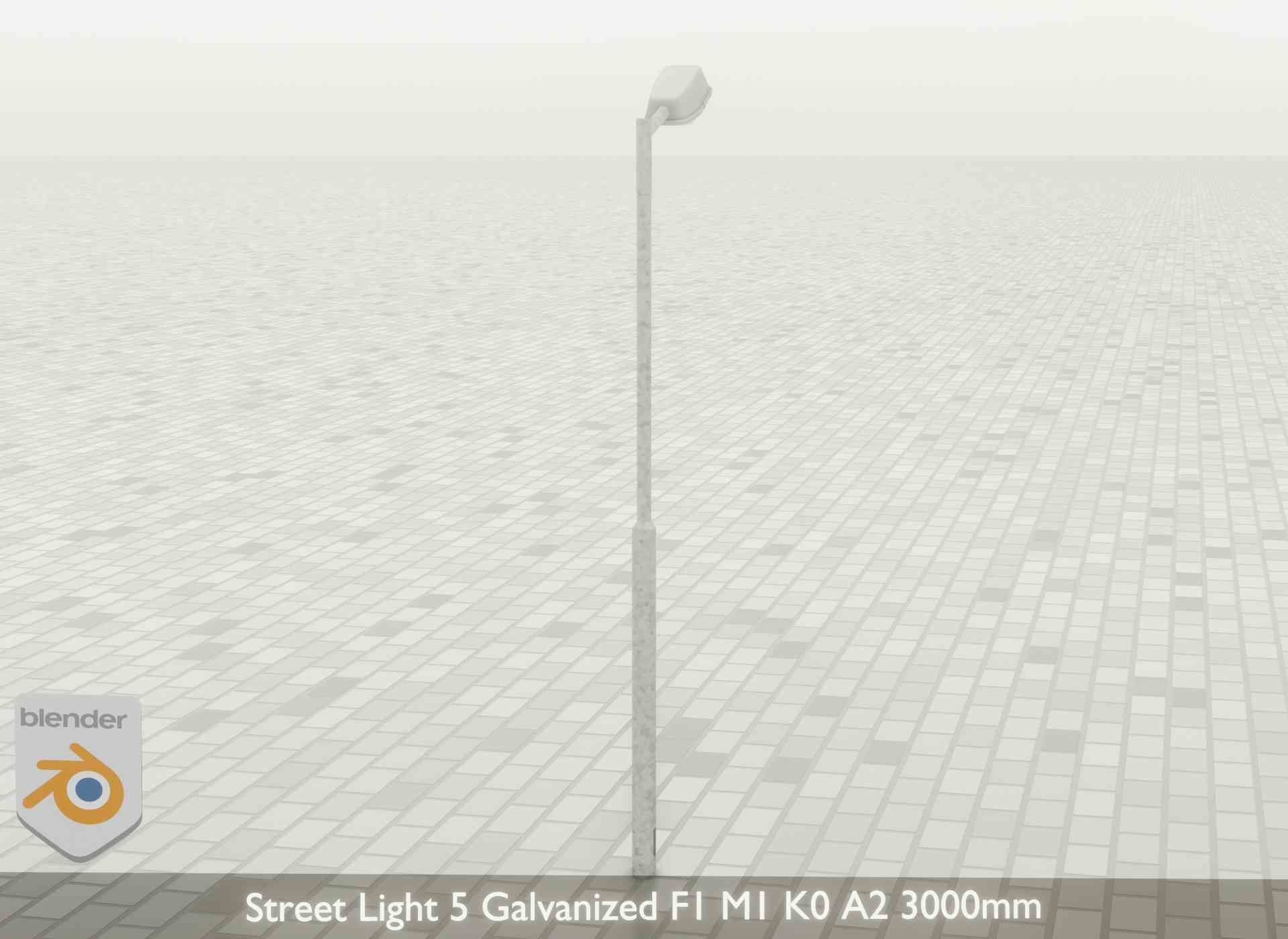 Street Light 5 Galvanized F1 M1 K0 A2 3000mm Low-poly 3D model_33