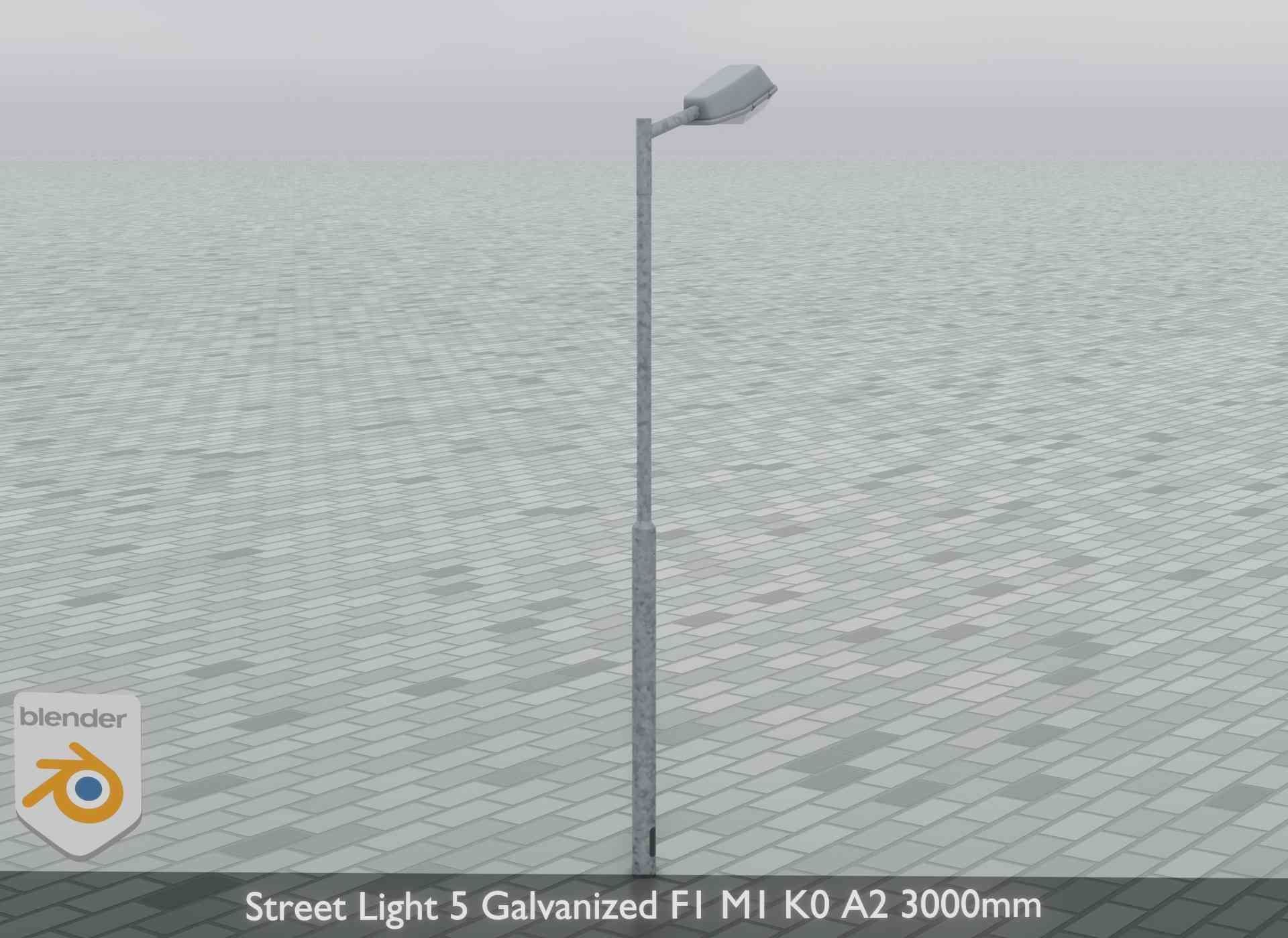Street Light 5 Galvanized F1 M1 K0 A2 3000mm Low-poly 3D model_9