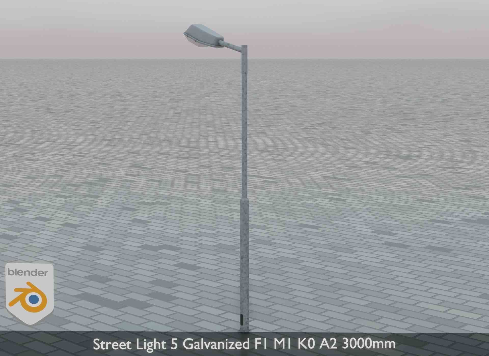 Street Light 5 Galvanized F1 M1 K0 A2 3000mm Low-poly 3D model_3