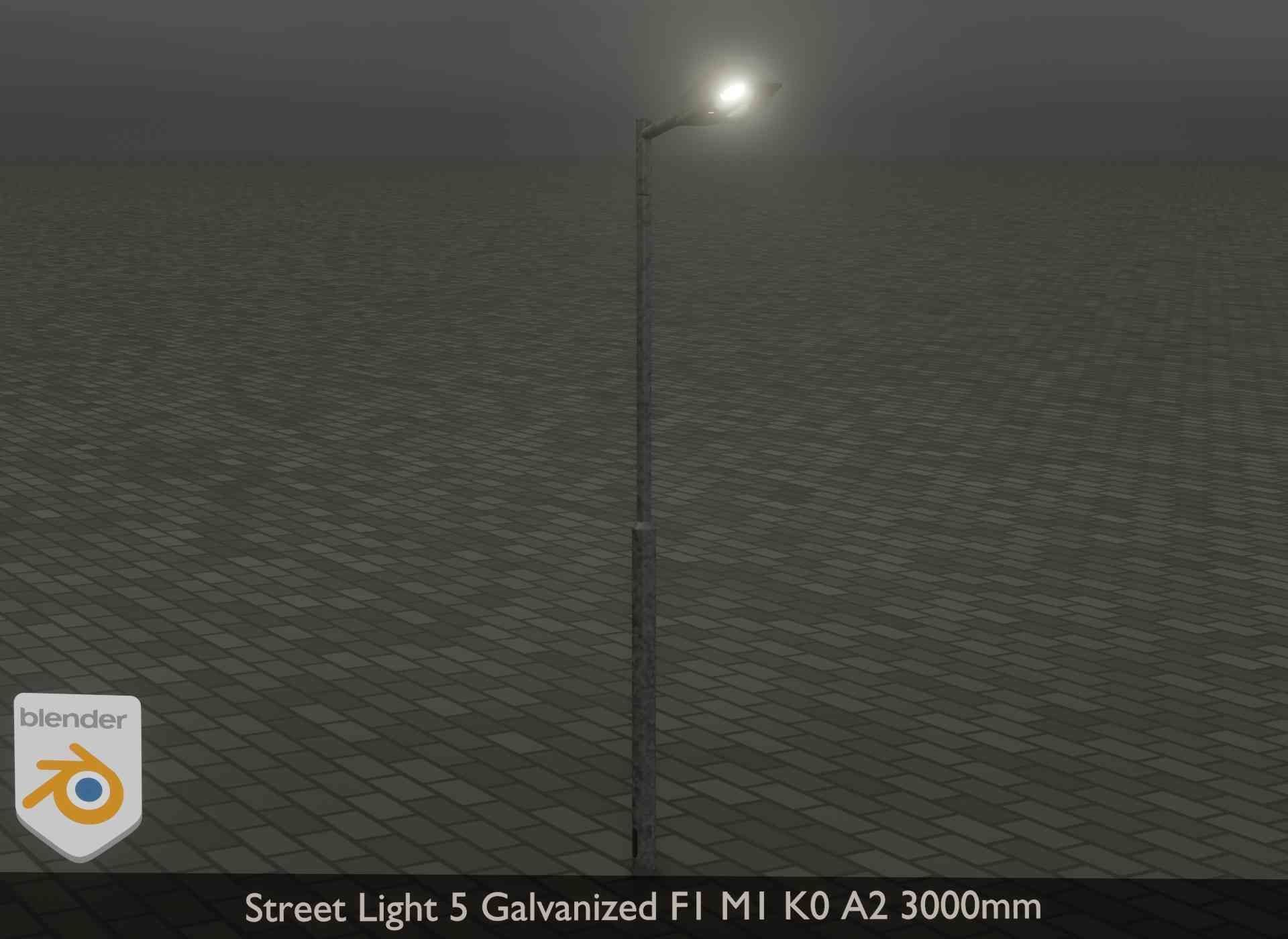 Street Light 5 Galvanized F1 M1 K0 A2 3000mm Low-poly 3D model_17
