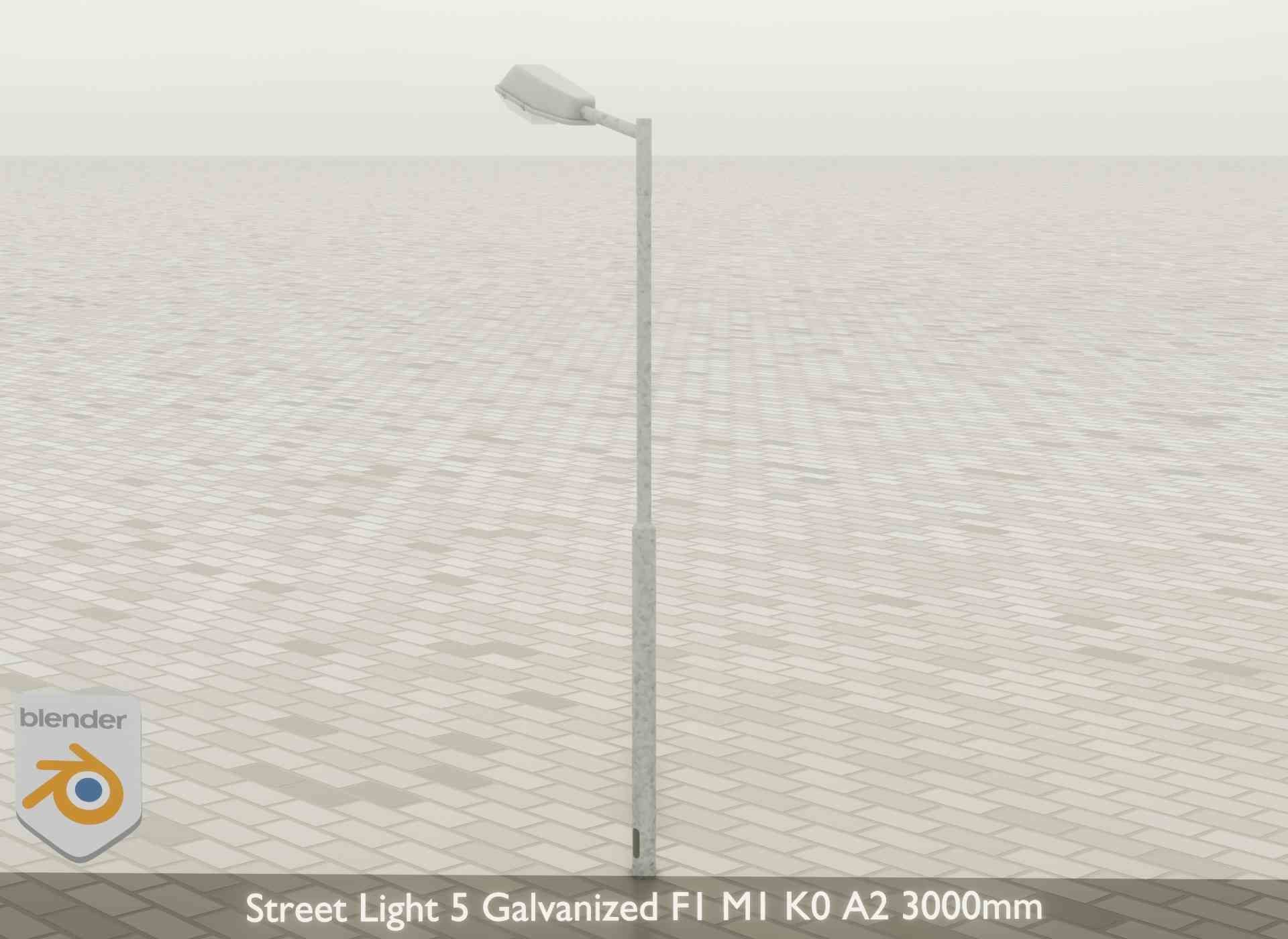 Street Light 5 Galvanized F1 M1 K0 A2 3000mm Low-poly 3D model_29