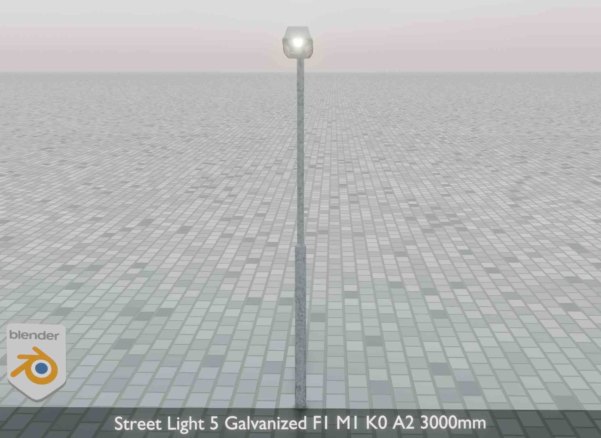 Street Light 5 Galvanized F1 M1 K0 A2 3000mm Low-poly 3D model_45