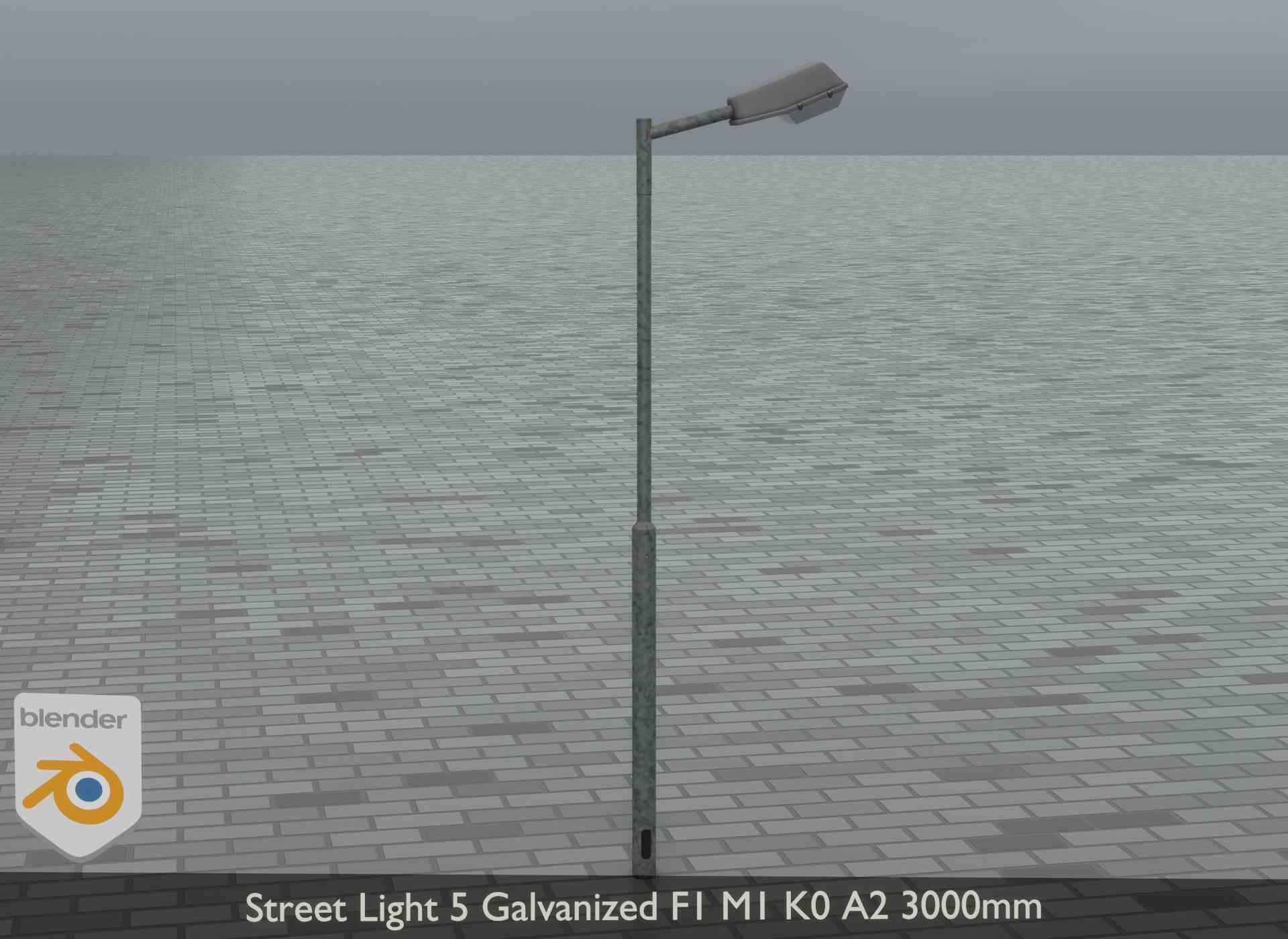 Street Light 5 Galvanized F1 M1 K0 A2 3000mm Low-poly 3D model_12