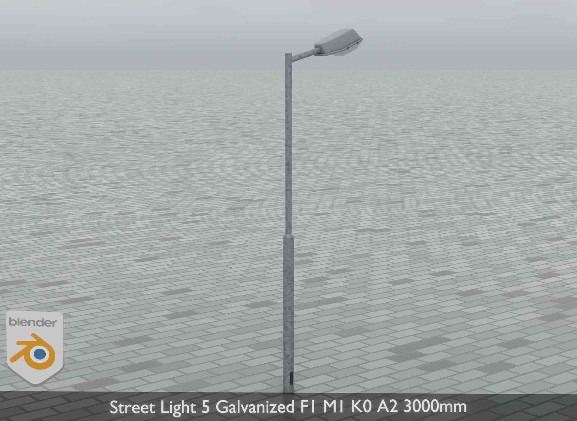 Street Light 5 Galvanized F1 M1 K0 A2 3000mm Low-poly 3D model_10
