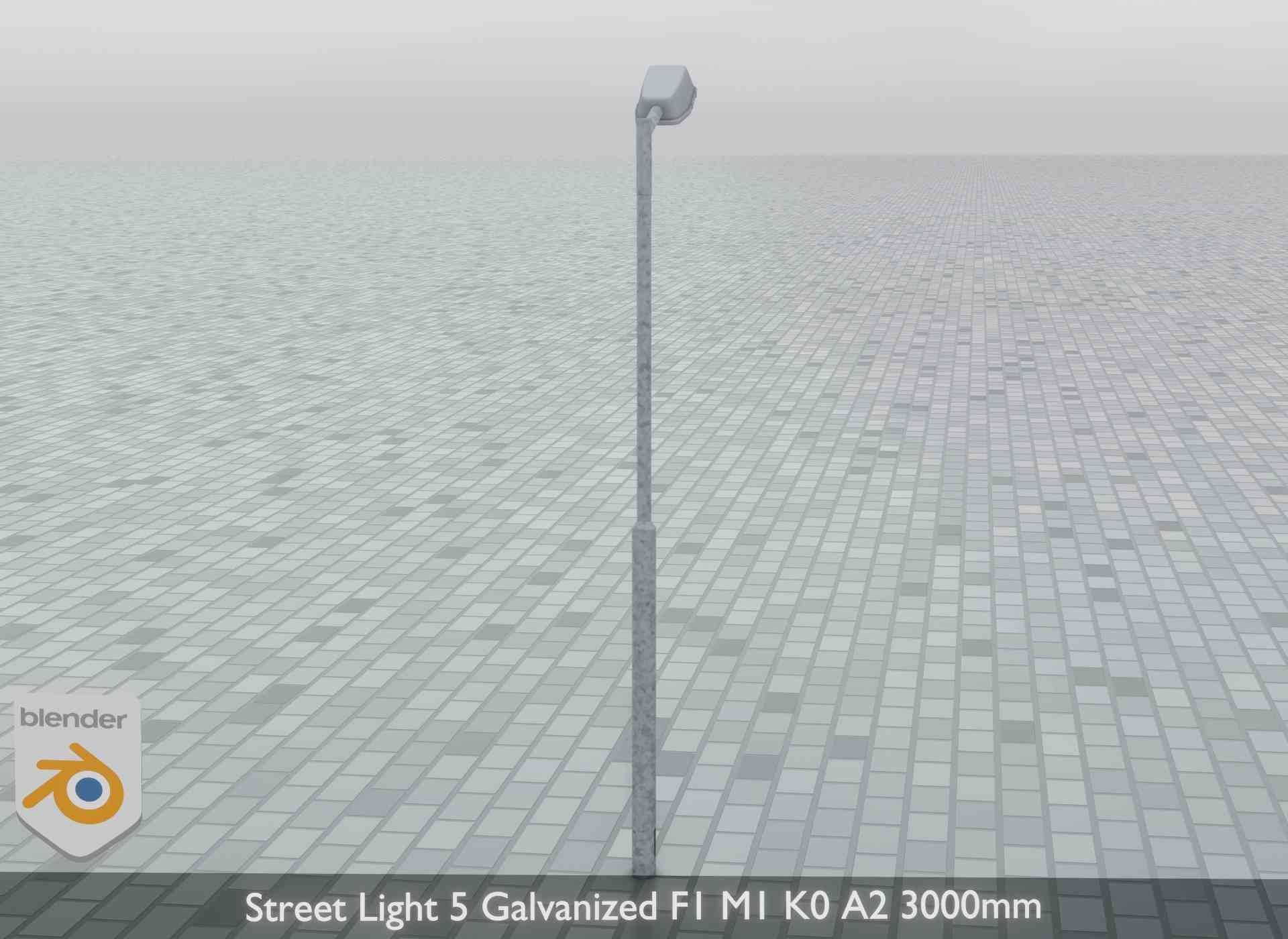 Street Light 5 Galvanized F1 M1 K0 A2 3000mm Low-poly 3D model_7