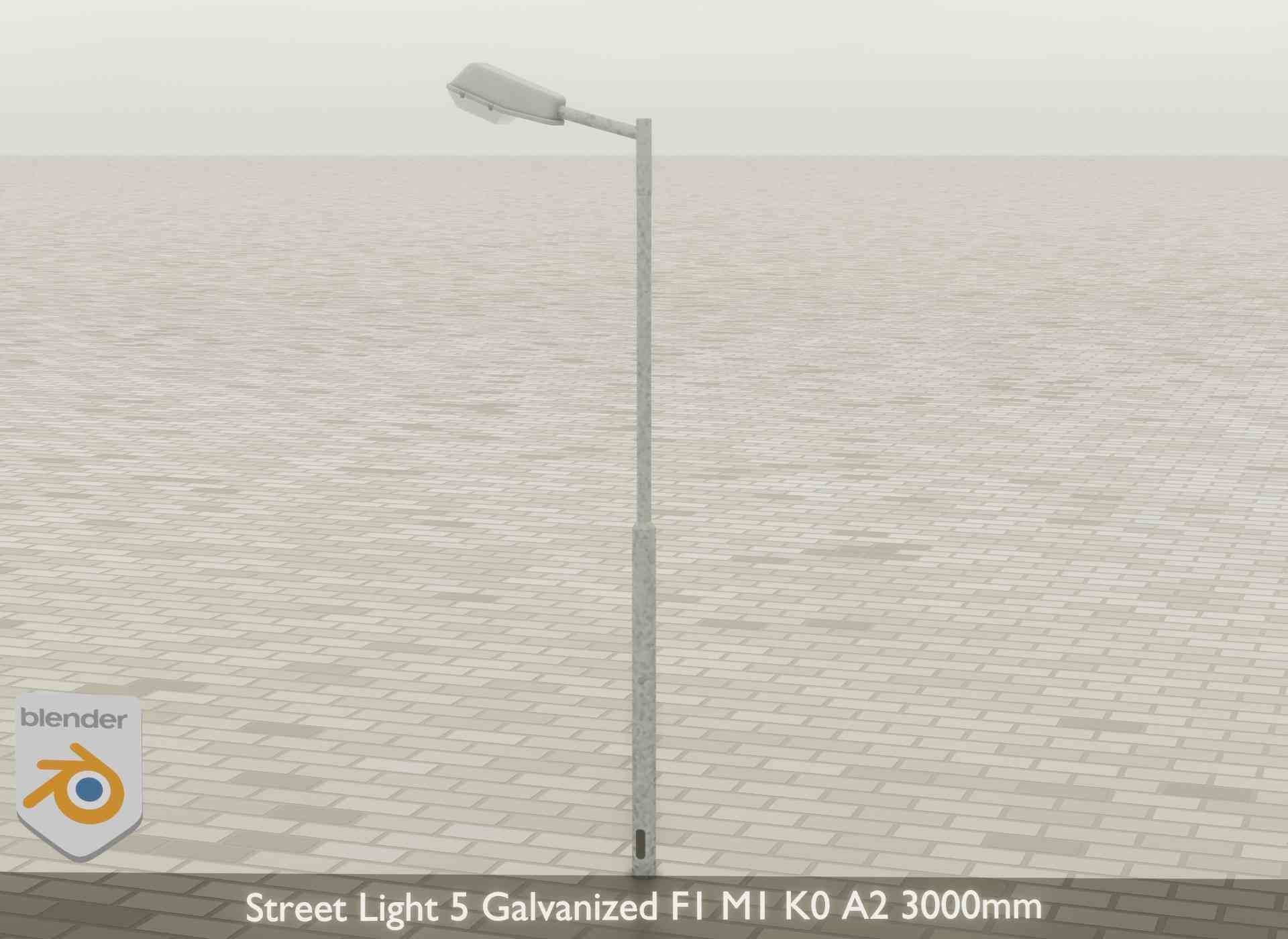 Street Light 5 Galvanized F1 M1 K0 A2 3000mm Low-poly 3D model_27