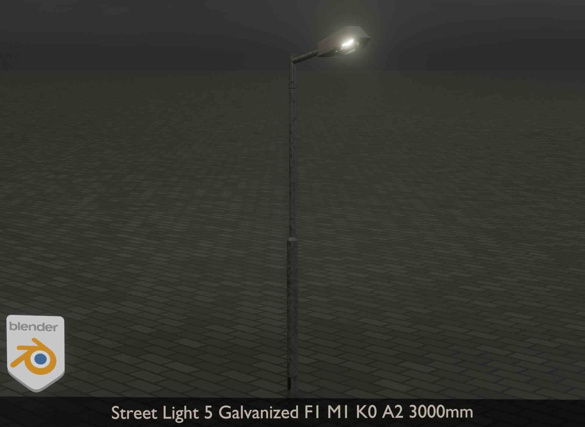 Street Light 5 Galvanized F1 M1 K0 A2 3000mm Low-poly 3D model_16