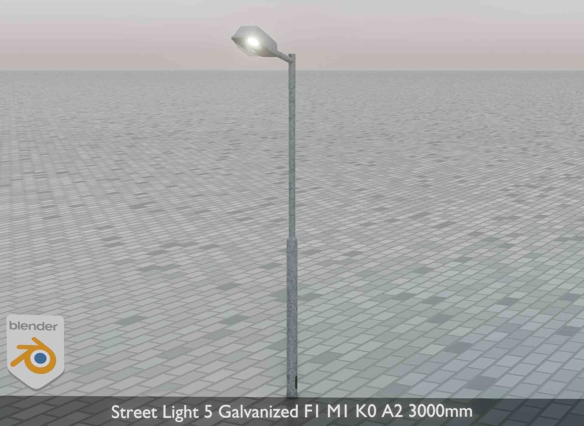 Street Light 5 Galvanized F1 M1 K0 A2 3000mm Low-poly 3D model_47