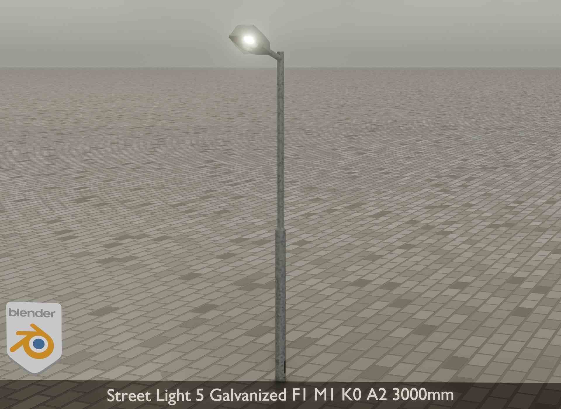 Street Light 5 Galvanized F1 M1 K0 A2 3000mm Low-poly 3D model_21