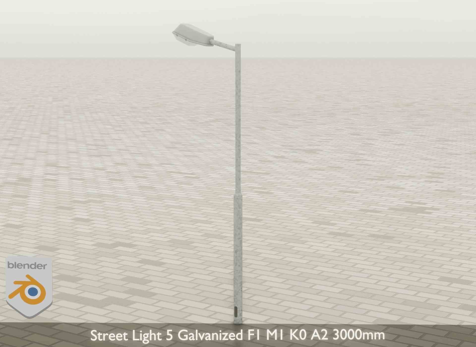 Street Light 5 Galvanized F1 M1 K0 A2 3000mm Low-poly 3D model_28