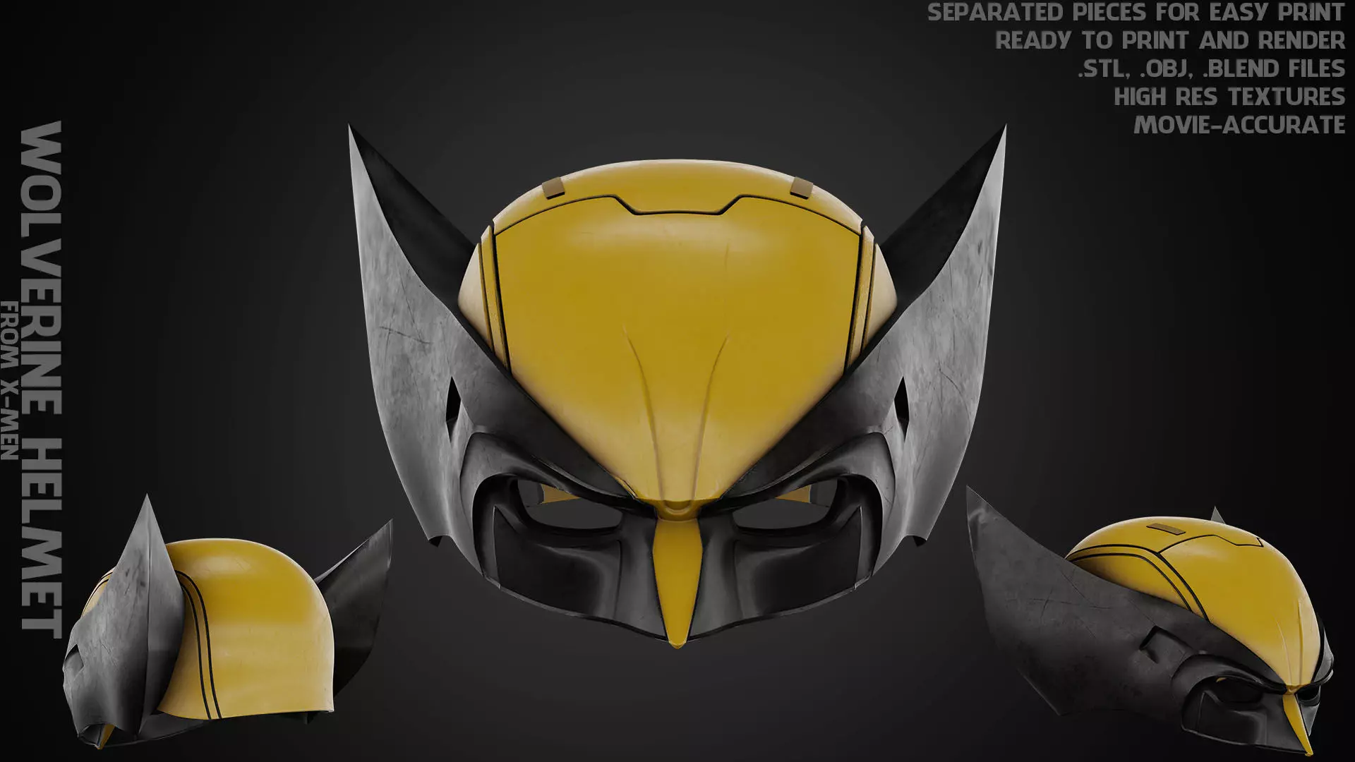 X-Men Wolverine Helmet for Cosplay 3D print model_0