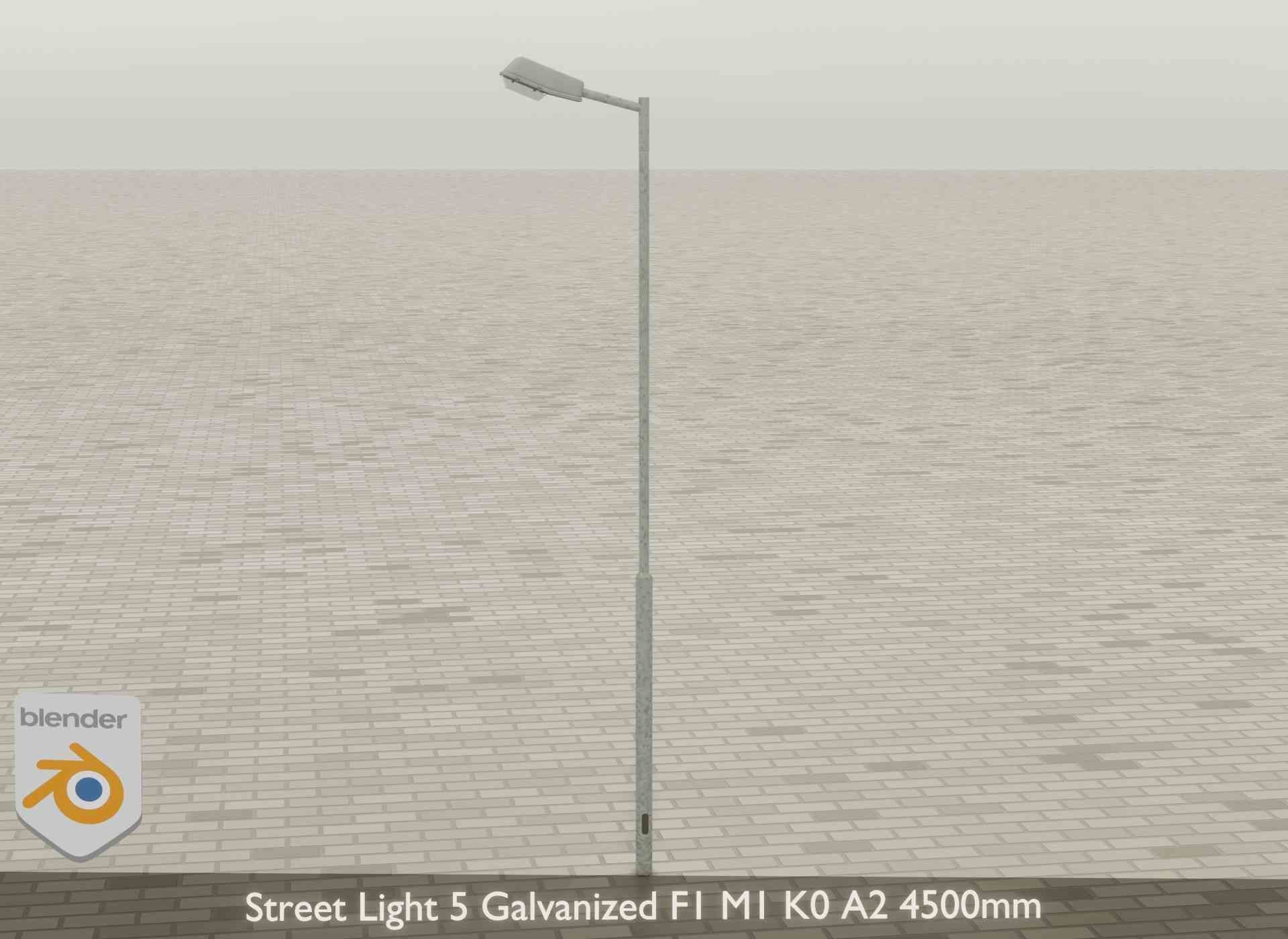 Street Light 5 Galvanized F1 M1 K0 A2 4500mm Low-poly 3D model_25