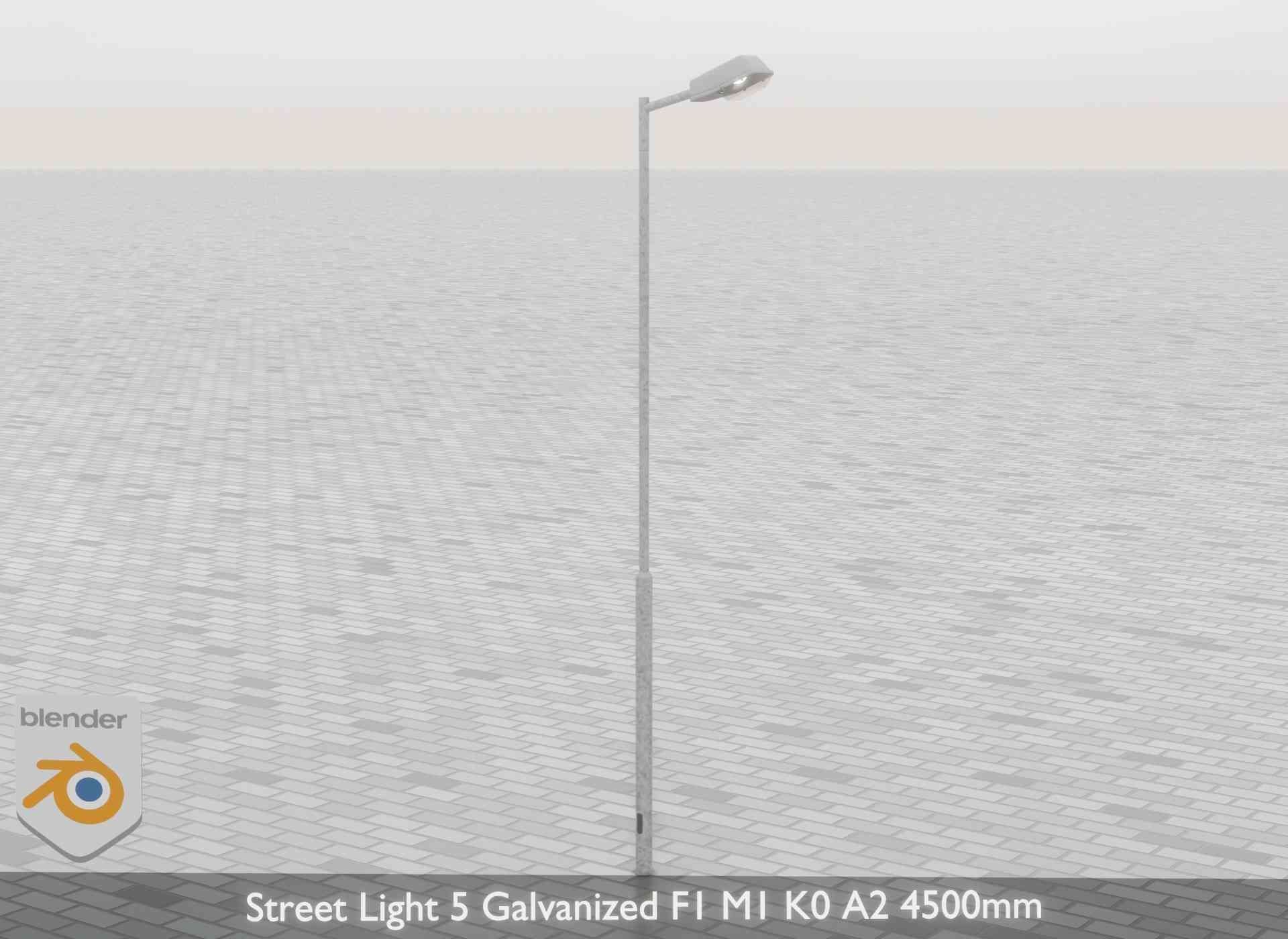 Street Light 5 Galvanized F1 M1 K0 A2 4500mm Low-poly 3D model_41