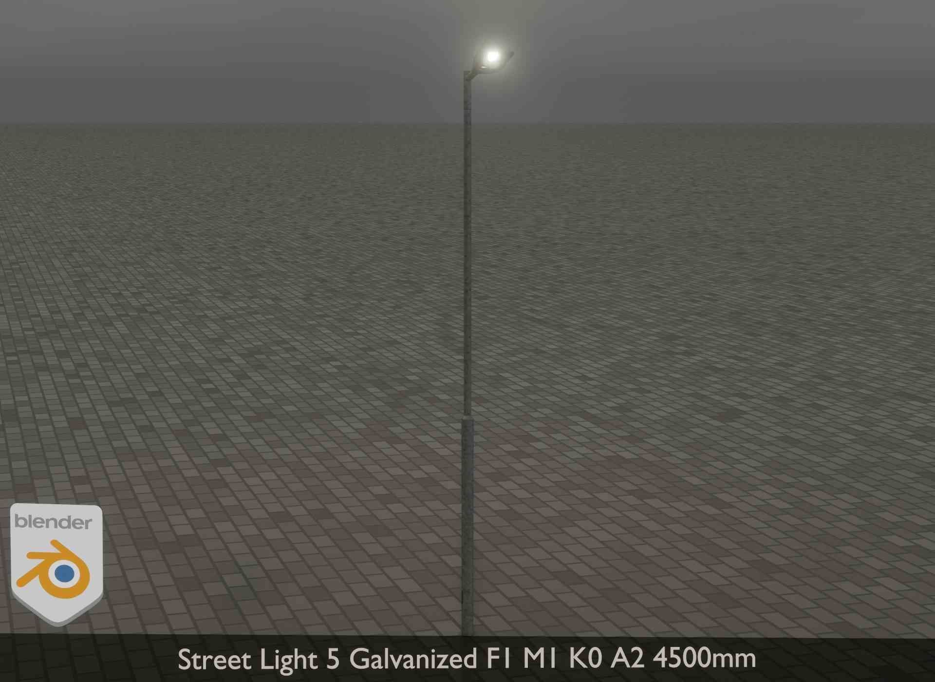 Street Light 5 Galvanized F1 M1 K0 A2 4500mm Low-poly 3D model_18
