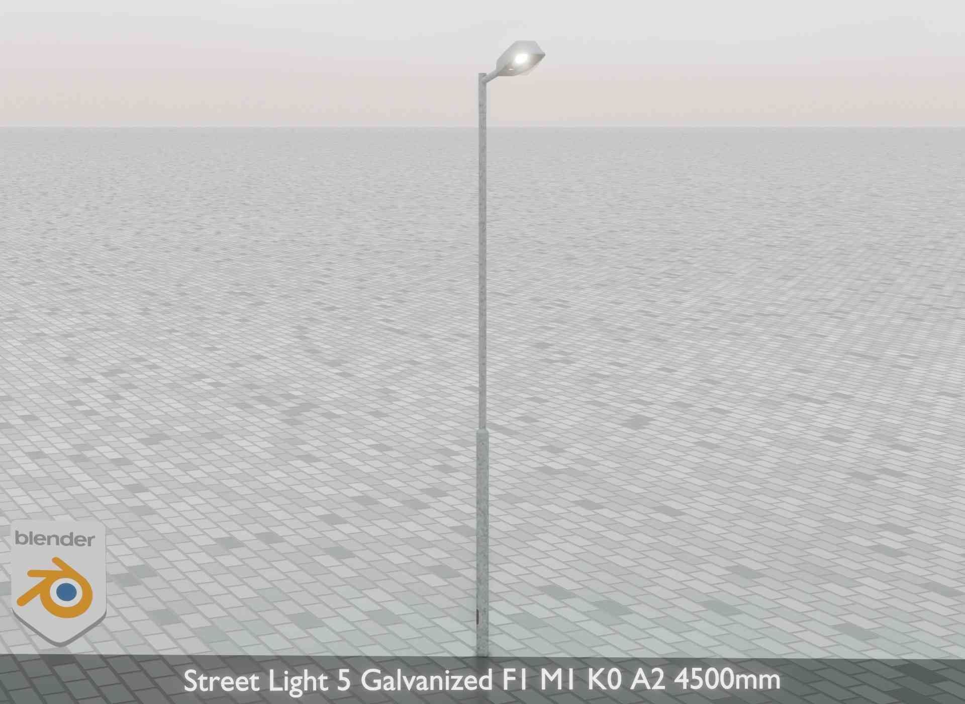 Street Light 5 Galvanized F1 M1 K0 A2 4500mm Low-poly 3D model_43