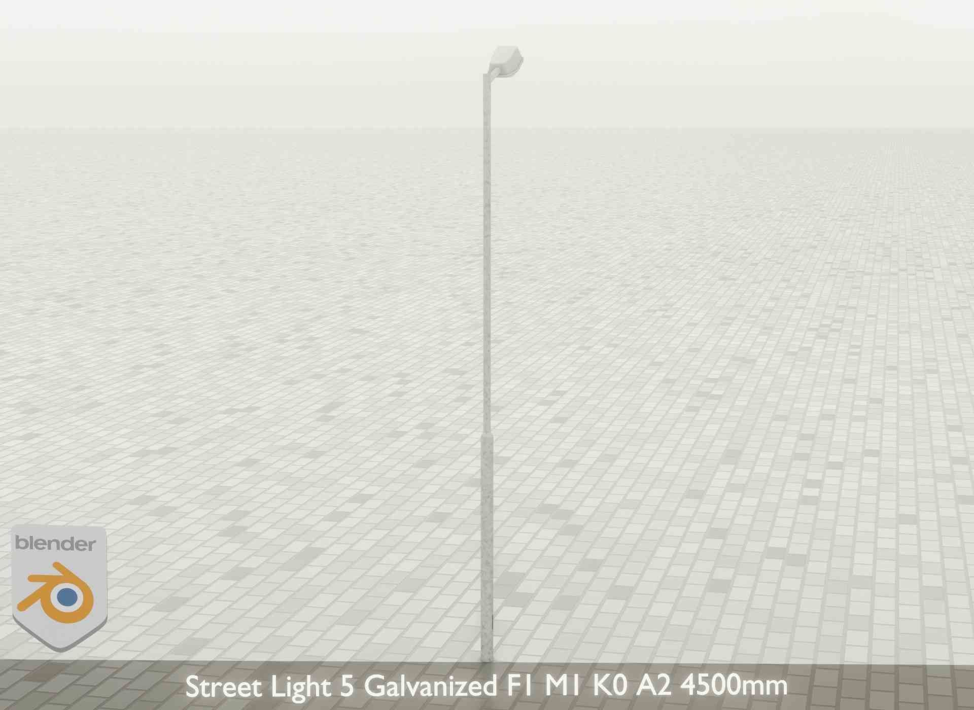 Street Light 5 Galvanized F1 M1 K0 A2 4500mm Low-poly 3D model_33