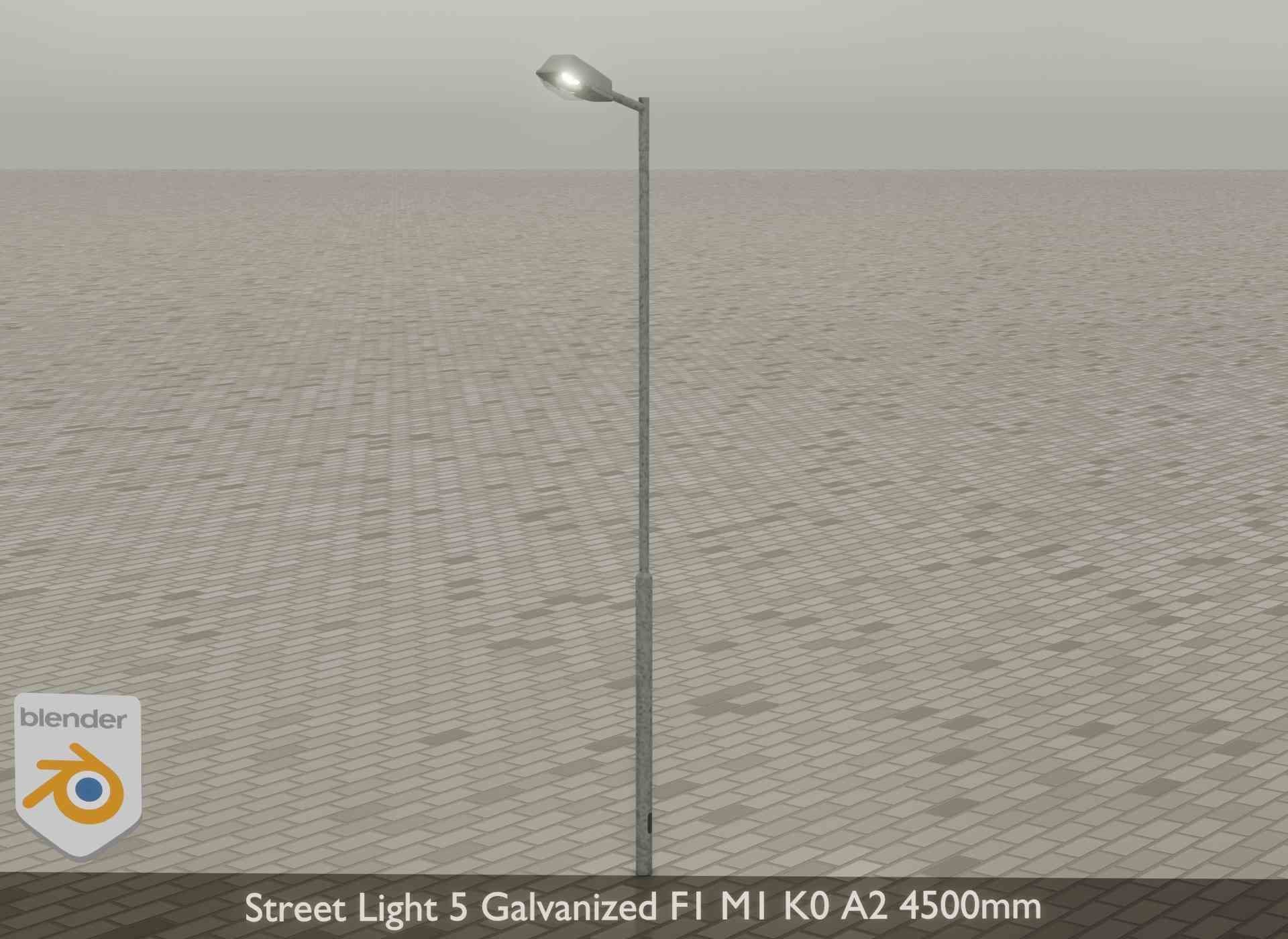 Street Light 5 Galvanized F1 M1 K0 A2 4500mm Low-poly 3D model_22