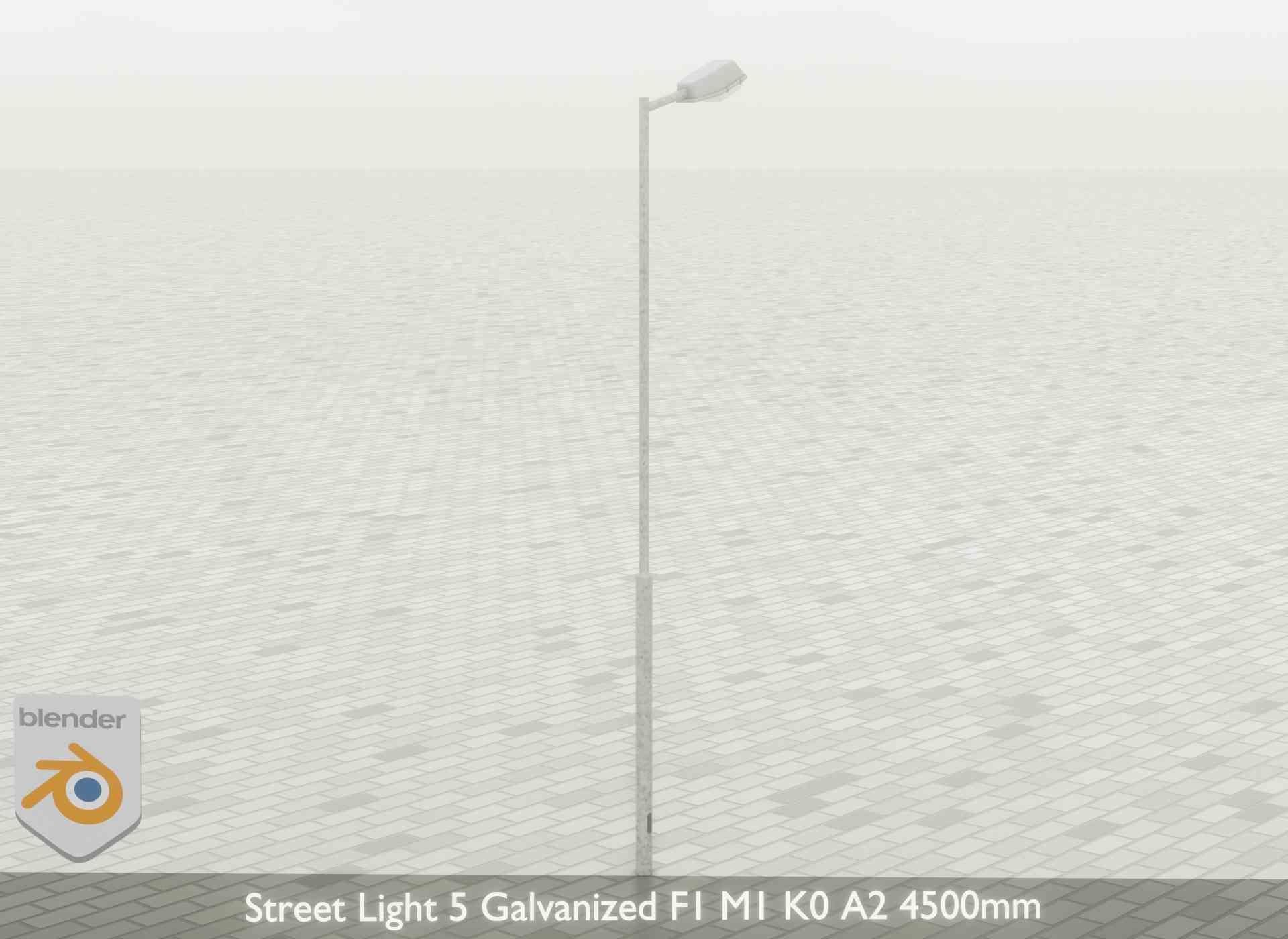 Street Light 5 Galvanized F1 M1 K0 A2 4500mm Low-poly 3D model_35
