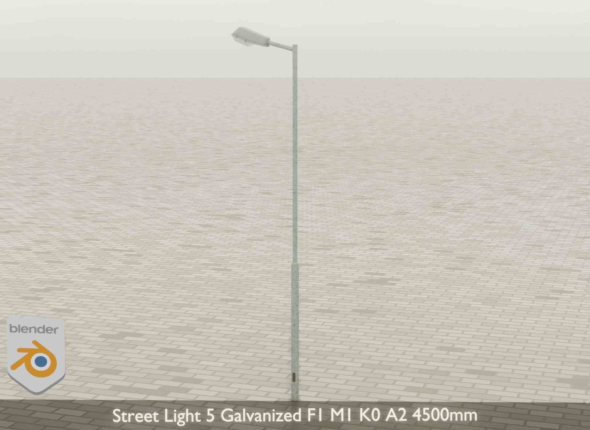 Street Light 5 Galvanized F1 M1 K0 A2 4500mm Low-poly 3D model_27