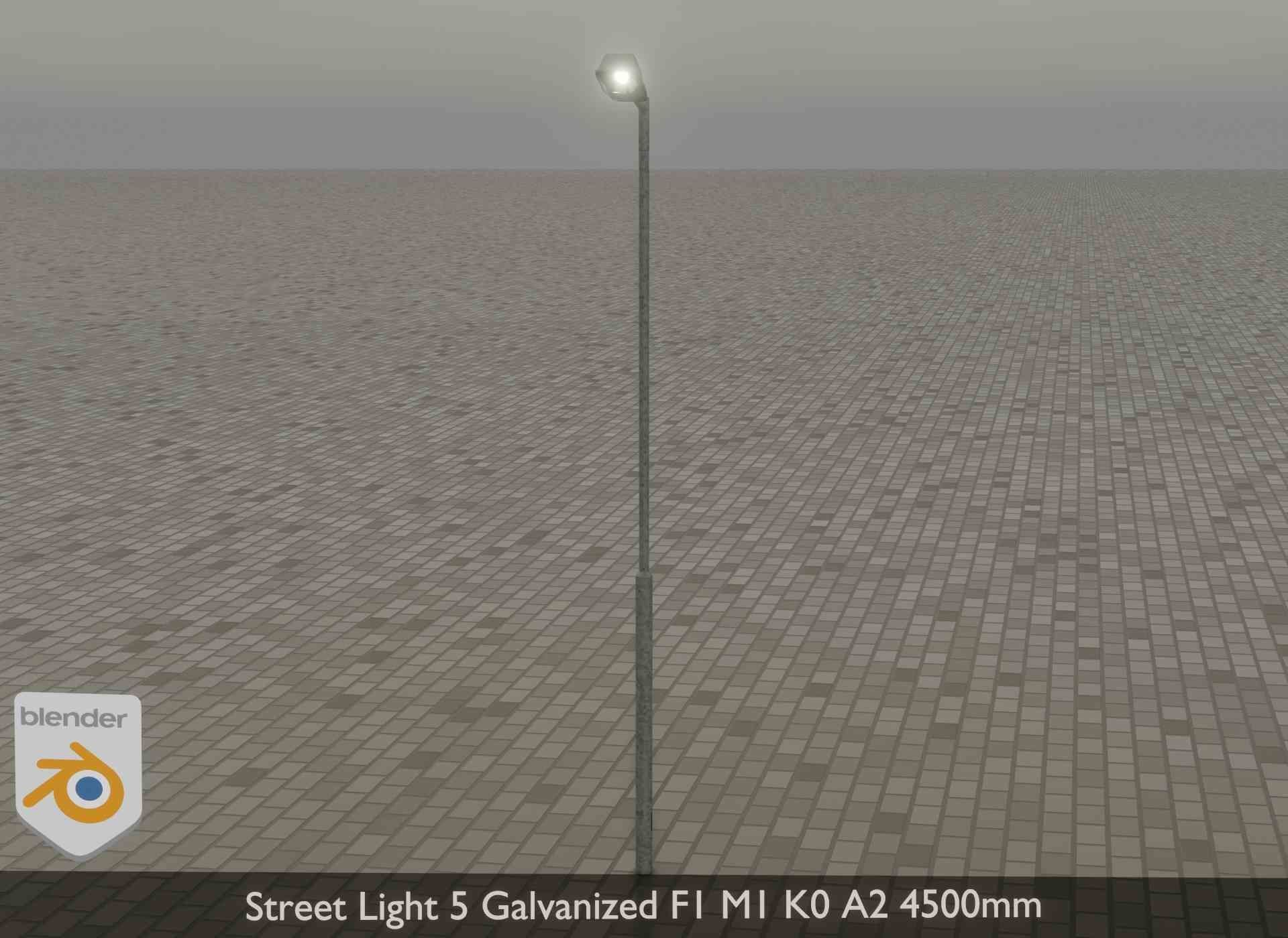 Street Light 5 Galvanized F1 M1 K0 A2 4500mm Low-poly 3D model_20