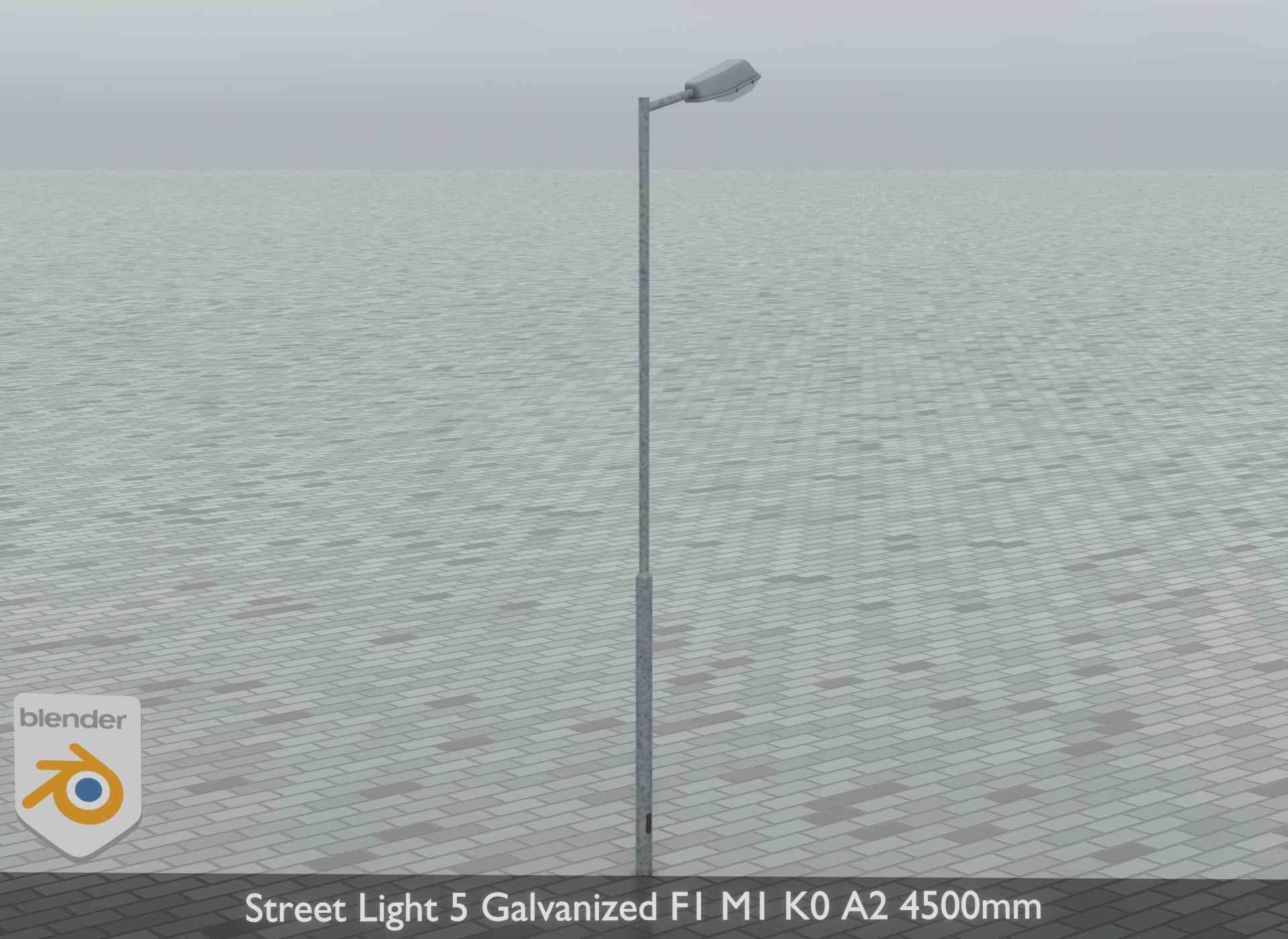 Street Light 5 Galvanized F1 M1 K0 A2 4500mm Low-poly 3D model_10