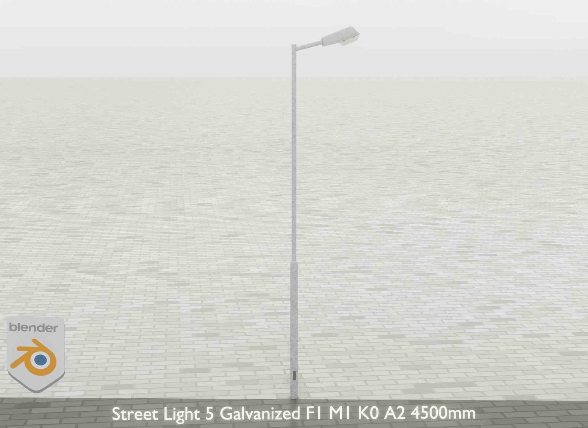 Street Light 5 Galvanized F1 M1 K0 A2 4500mm Low-poly 3D model_38