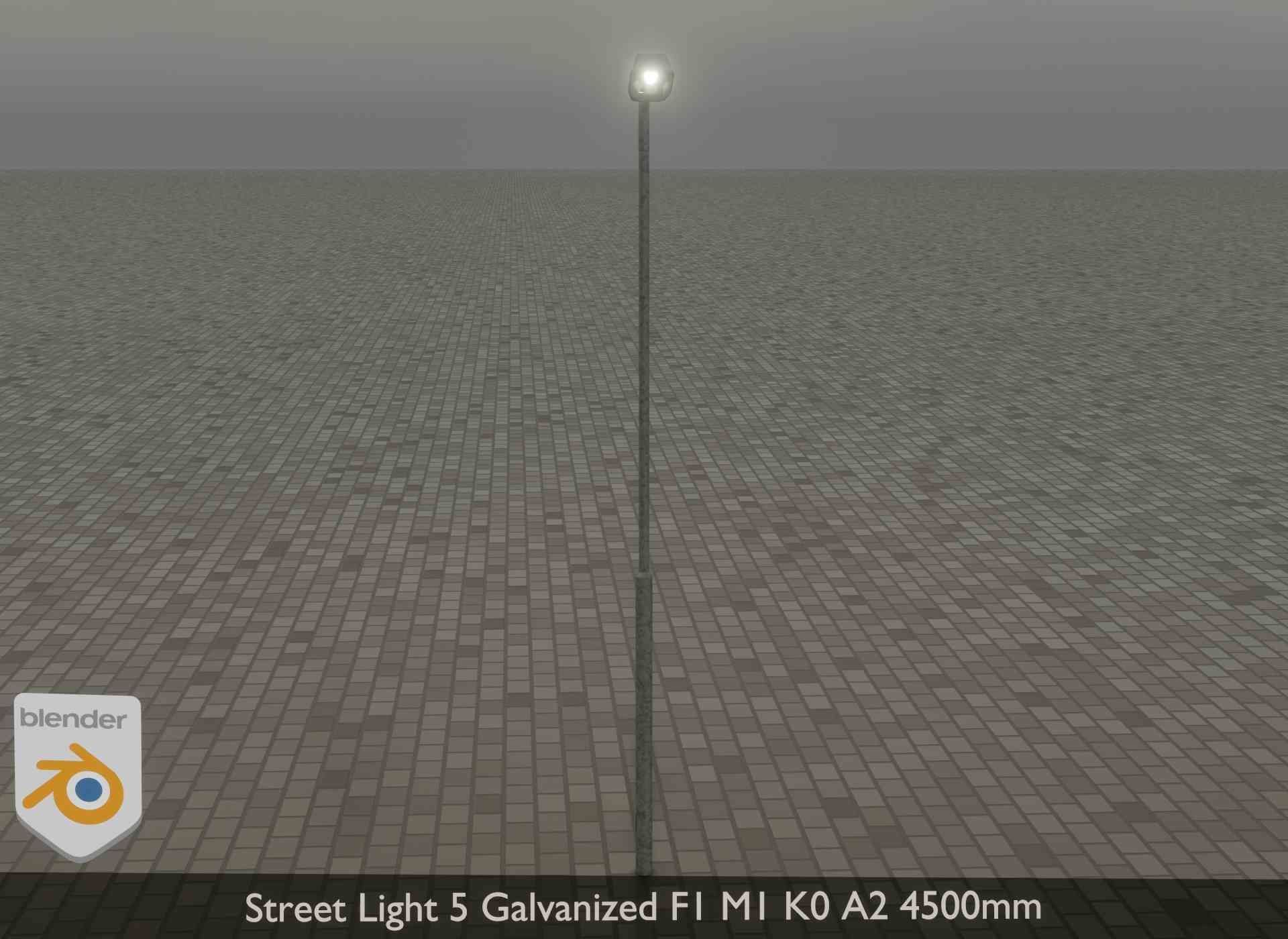 Street Light 5 Galvanized F1 M1 K0 A2 4500mm Low-poly 3D model_19
