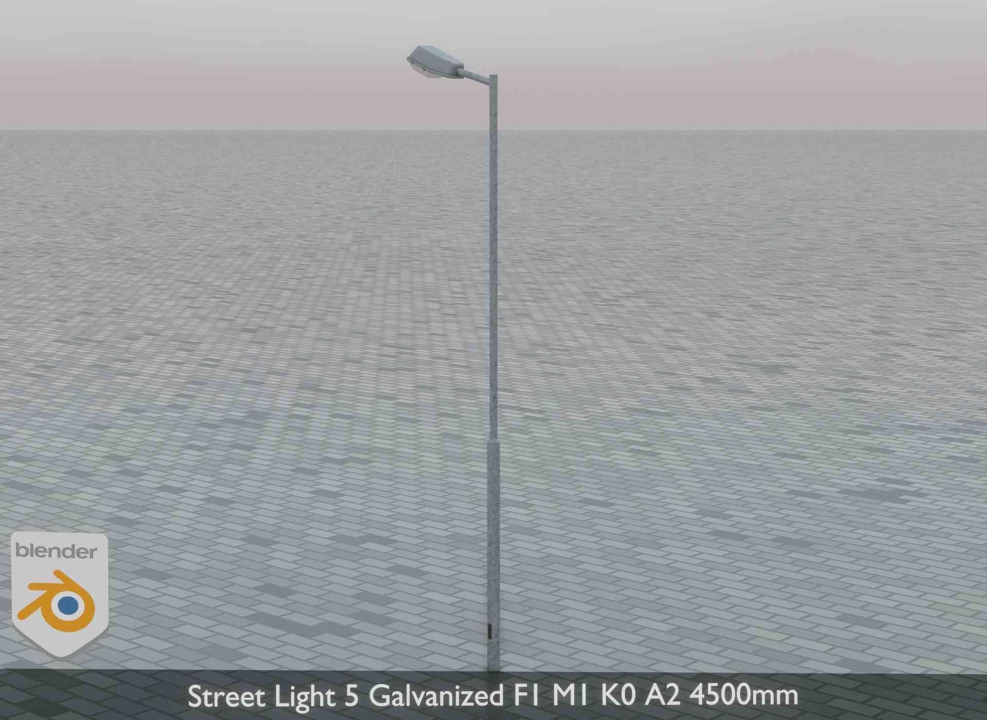 Street Light 5 Galvanized F1 M1 K0 A2 4500mm Low-poly 3D model_3
