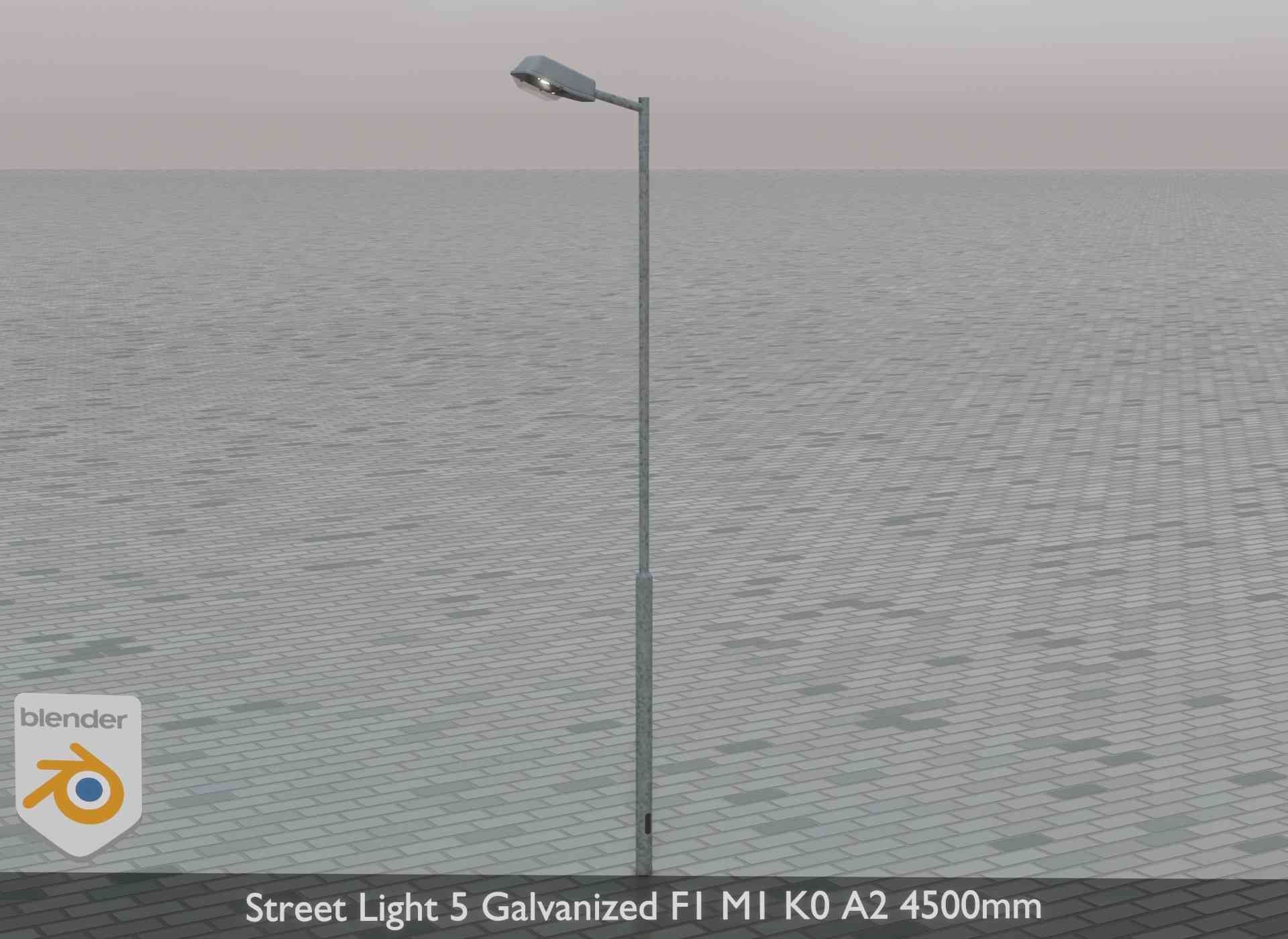 Street Light 5 Galvanized F1 M1 K0 A2 4500mm Low-poly 3D model_49