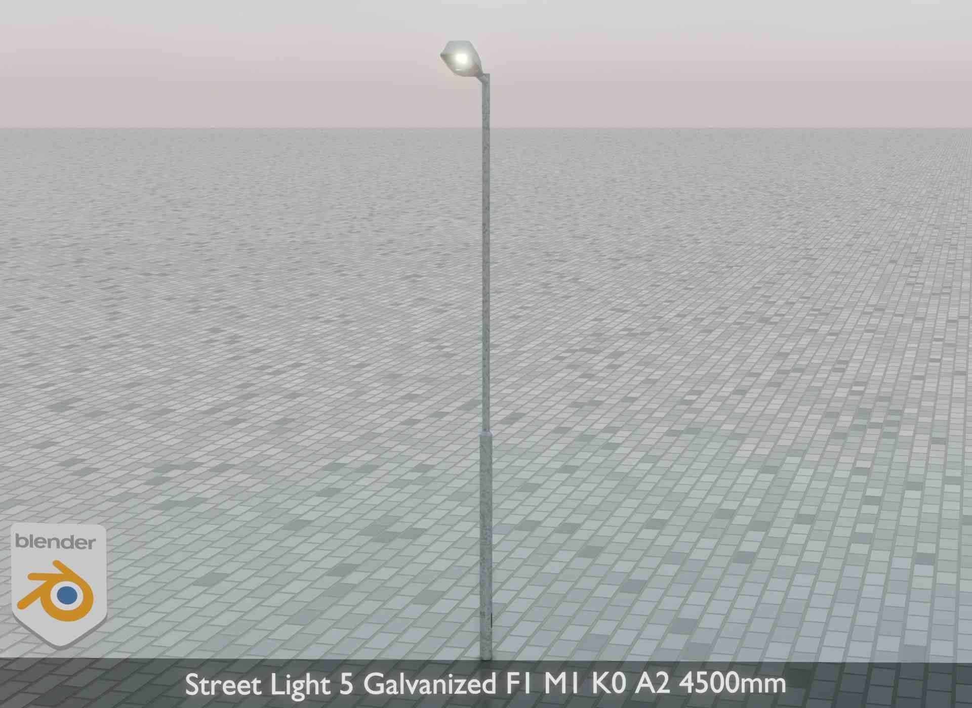 Street Light 5 Galvanized F1 M1 K0 A2 4500mm Low-poly 3D model_46