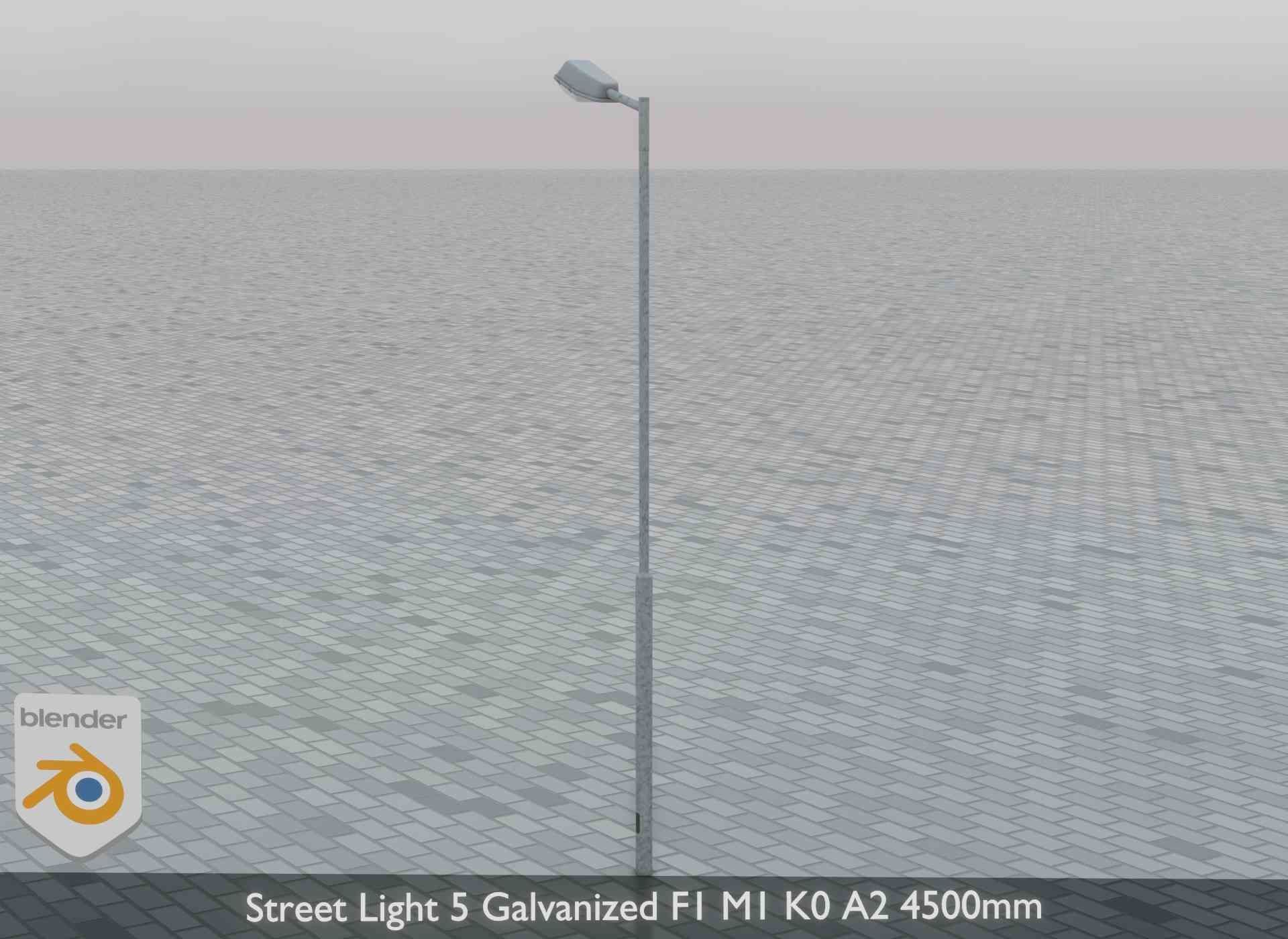 Street Light 5 Galvanized F1 M1 K0 A2 4500mm Low-poly 3D model_4
