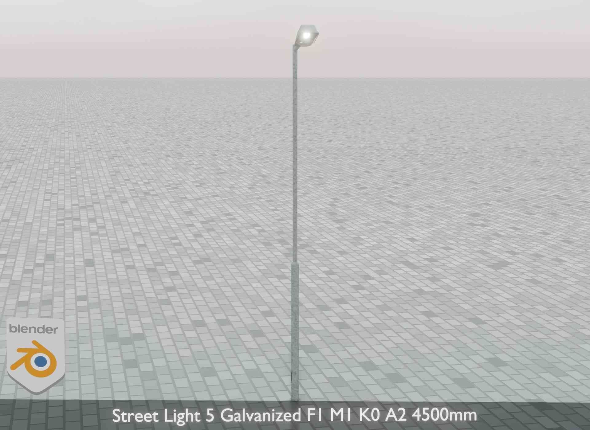 Street Light 5 Galvanized F1 M1 K0 A2 4500mm Low-poly 3D model_44