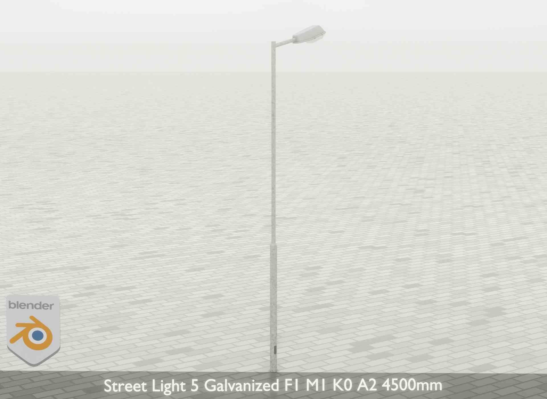 Street Light 5 Galvanized F1 M1 K0 A2 4500mm Low-poly 3D model_36