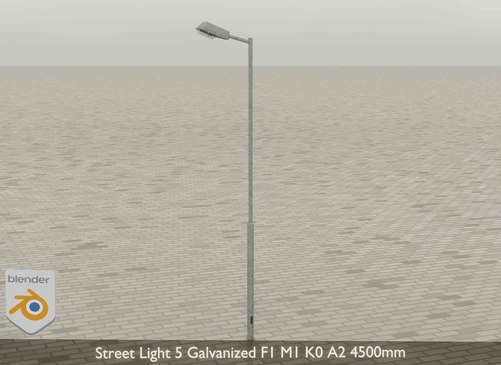 Street Light 5 Galvanized F1 M1 K0 A2 4500mm Low-poly 3D model_24
