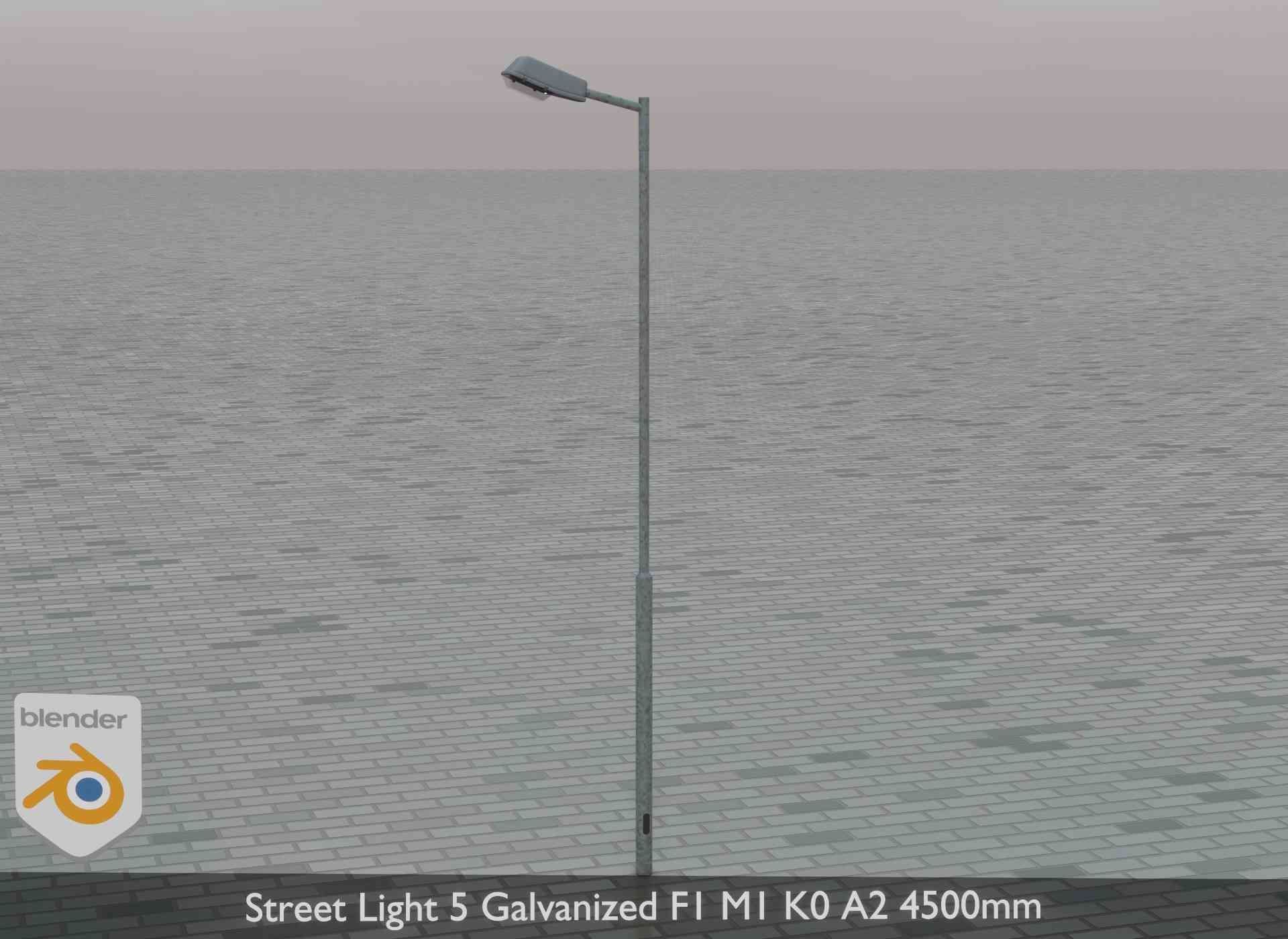 Street Light 5 Galvanized F1 M1 K0 A2 4500mm Low-poly 3D model_50