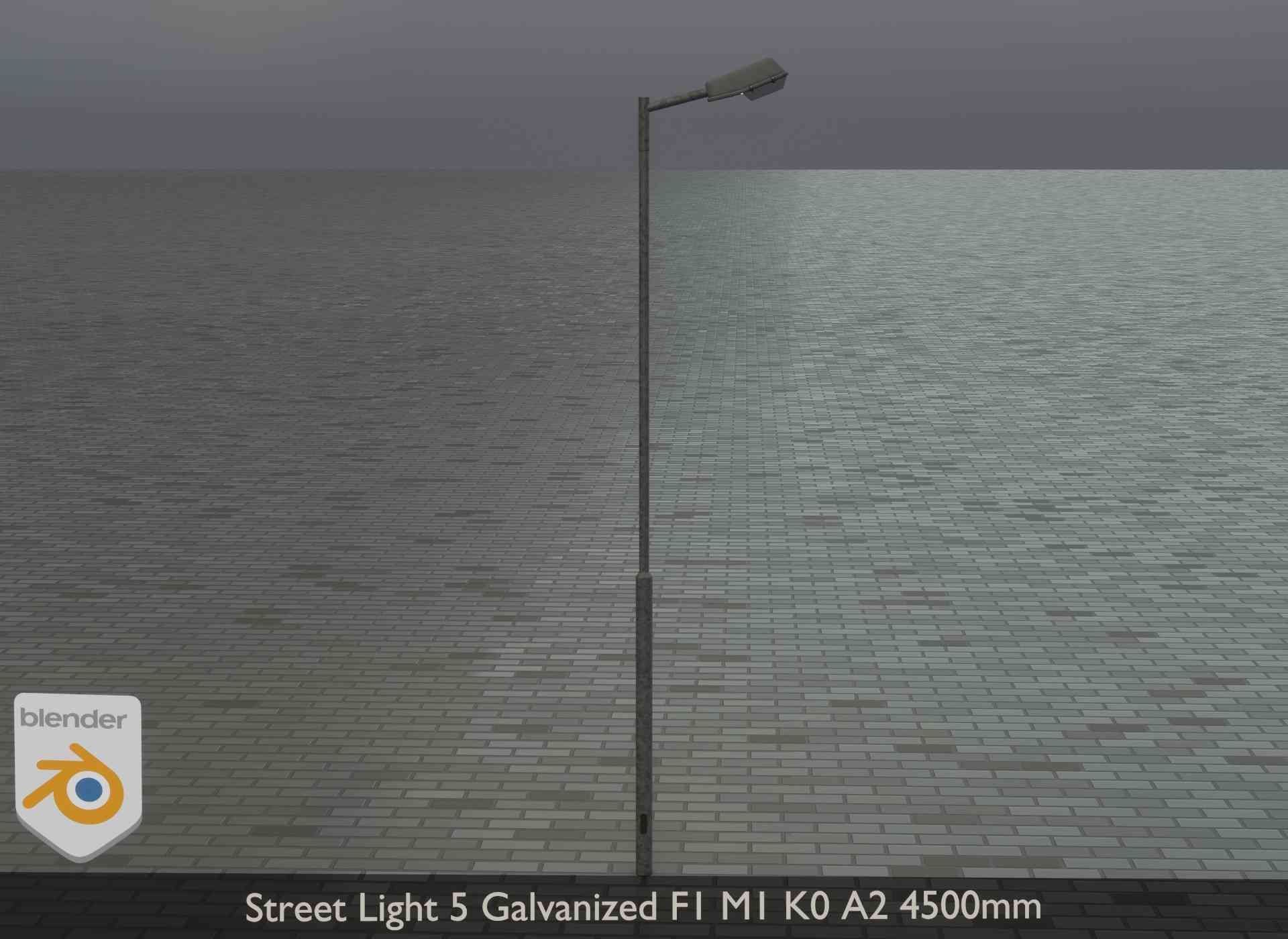 Street Light 5 Galvanized F1 M1 K0 A2 4500mm Low-poly 3D model_13