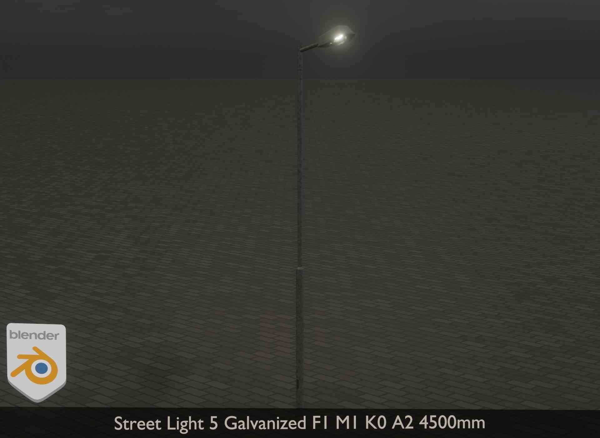 Street Light 5 Galvanized F1 M1 K0 A2 4500mm Low-poly 3D model_16