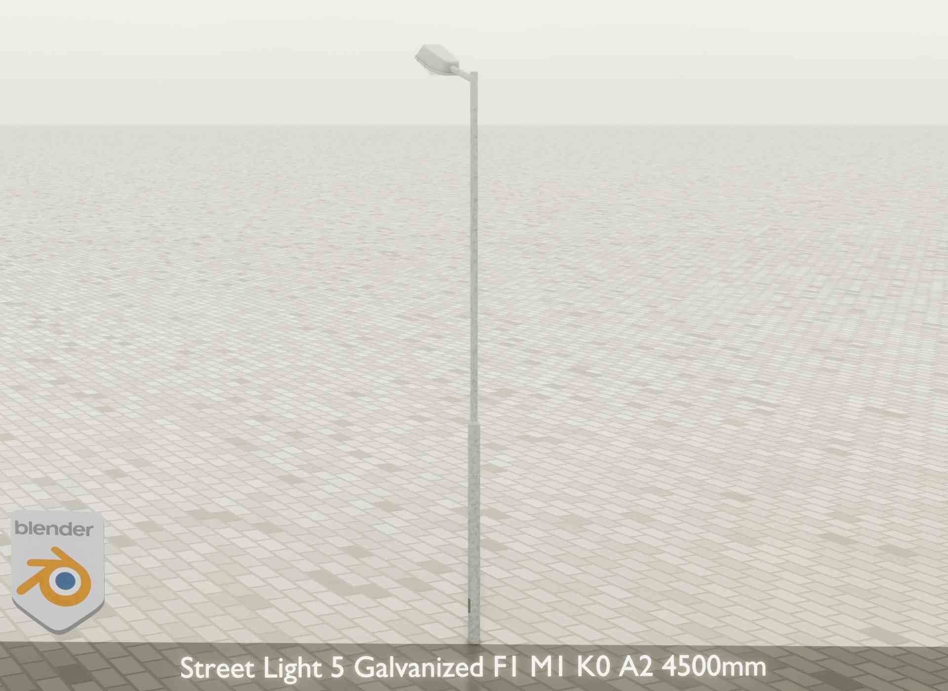 Street Light 5 Galvanized F1 M1 K0 A2 4500mm Low-poly 3D model_30