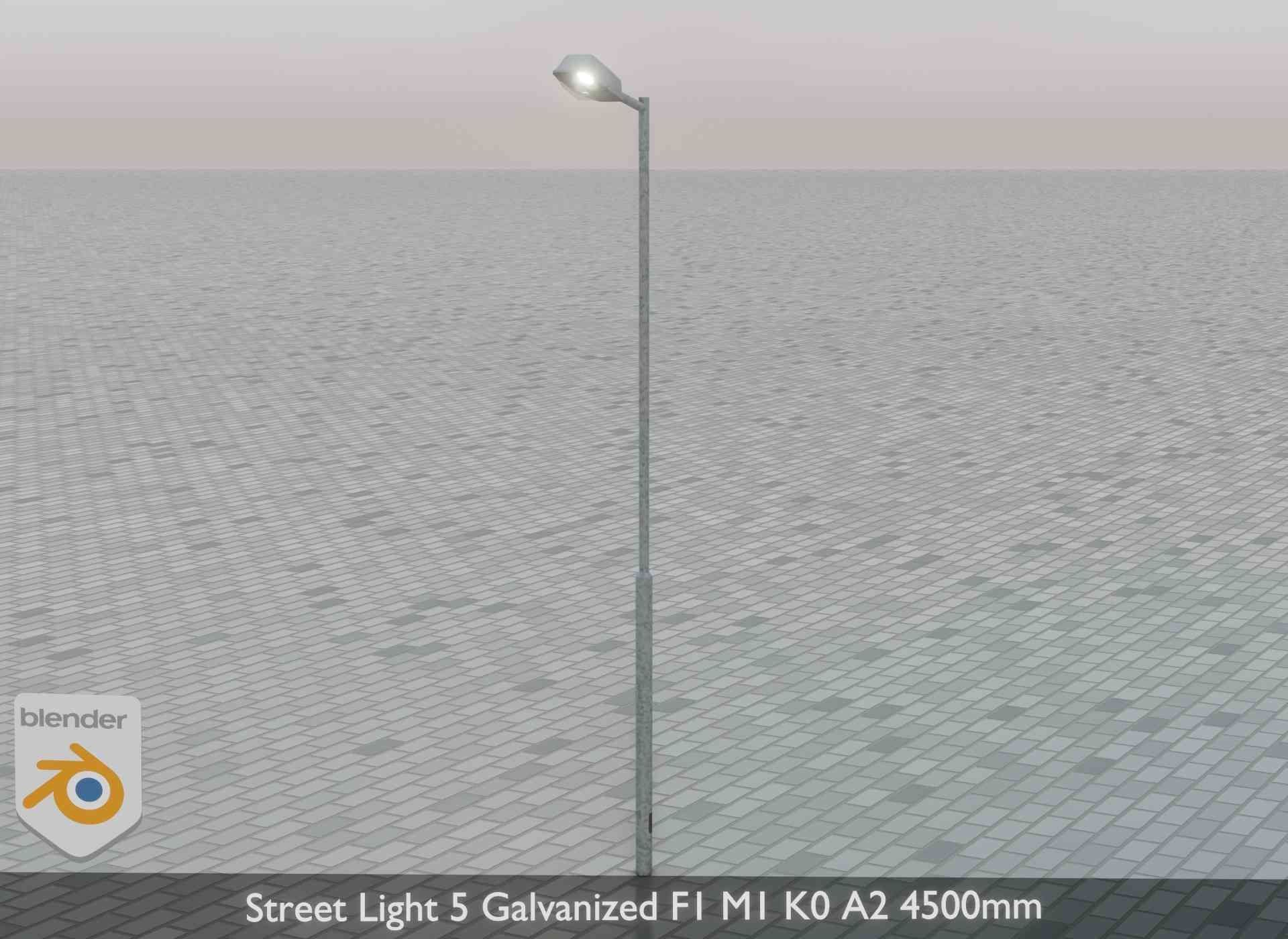 Street Light 5 Galvanized F1 M1 K0 A2 4500mm Low-poly 3D model_47