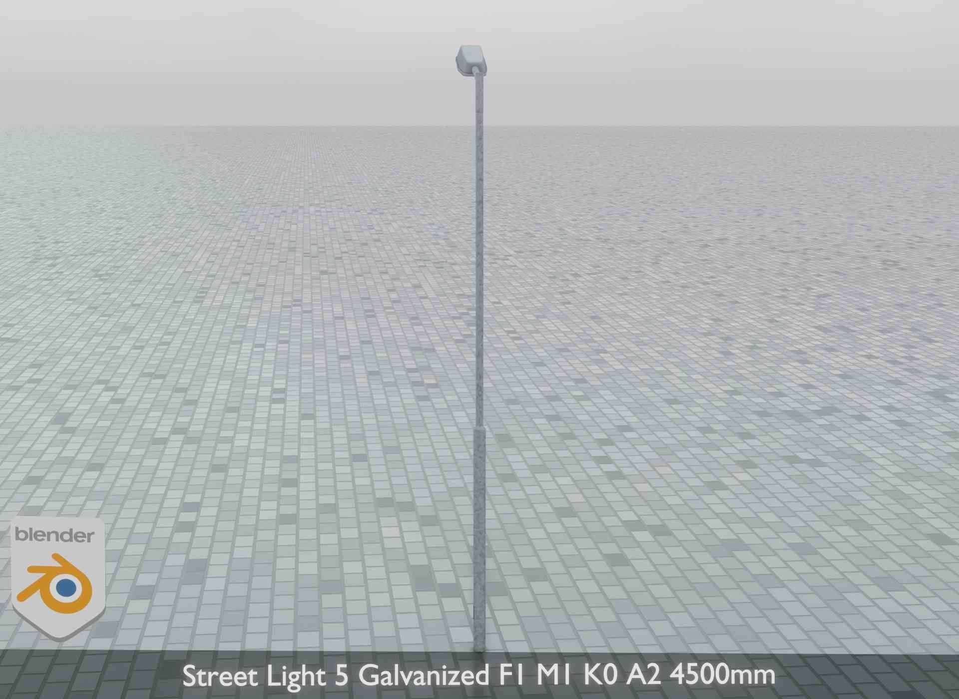 Street Light 5 Galvanized F1 M1 K0 A2 4500mm Low-poly 3D model_6