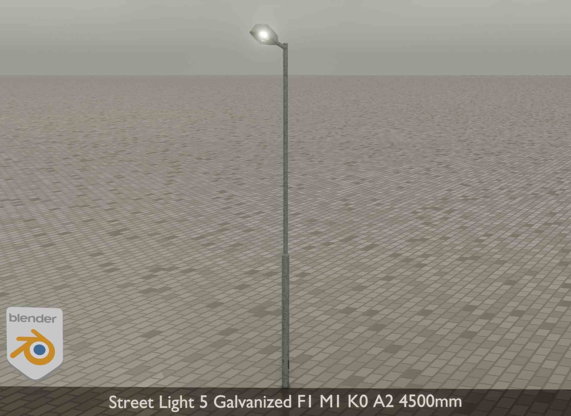 Street Light 5 Galvanized F1 M1 K0 A2 4500mm Low-poly 3D model_21