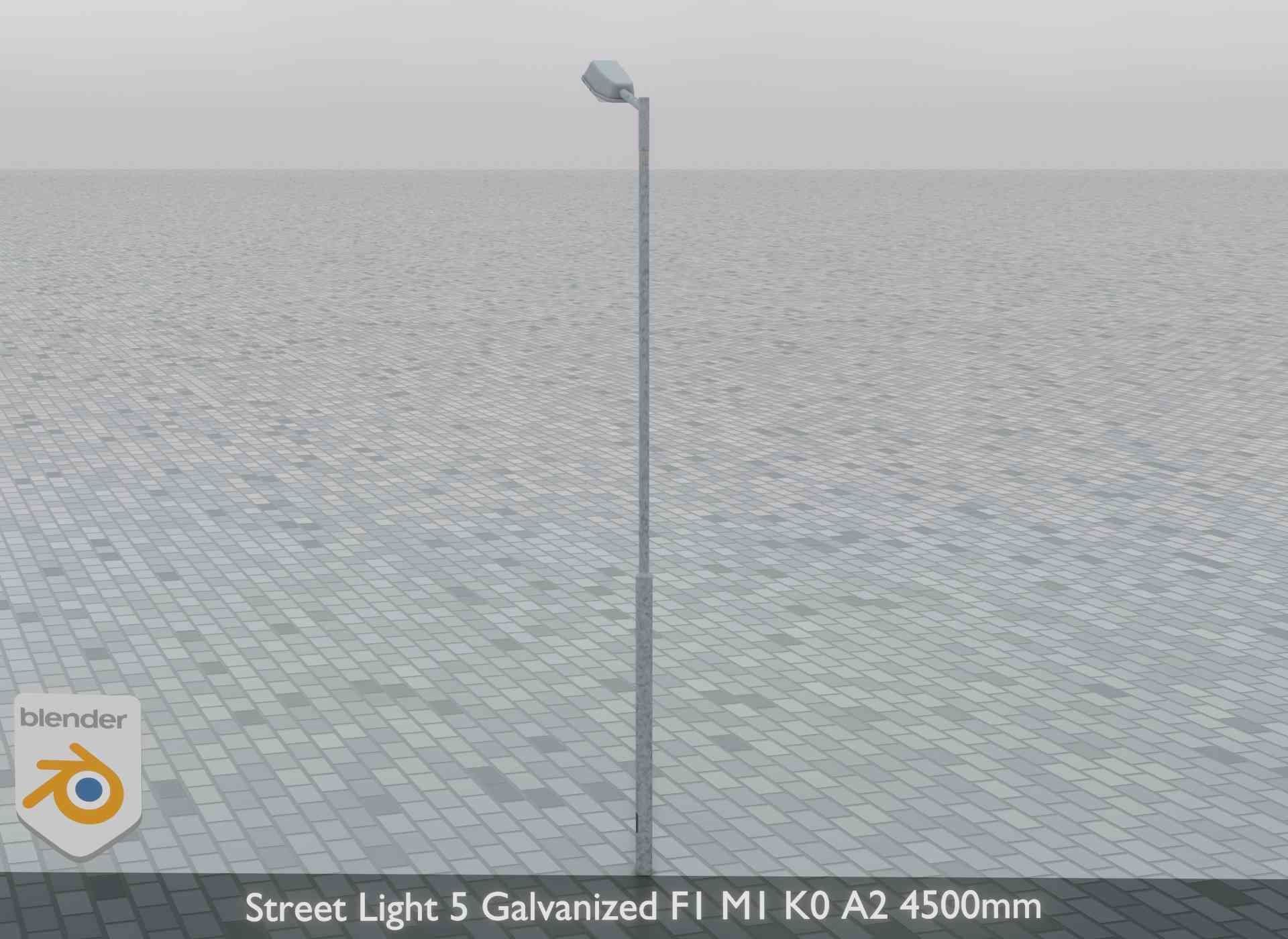 Street Light 5 Galvanized F1 M1 K0 A2 4500mm Low-poly 3D model_5