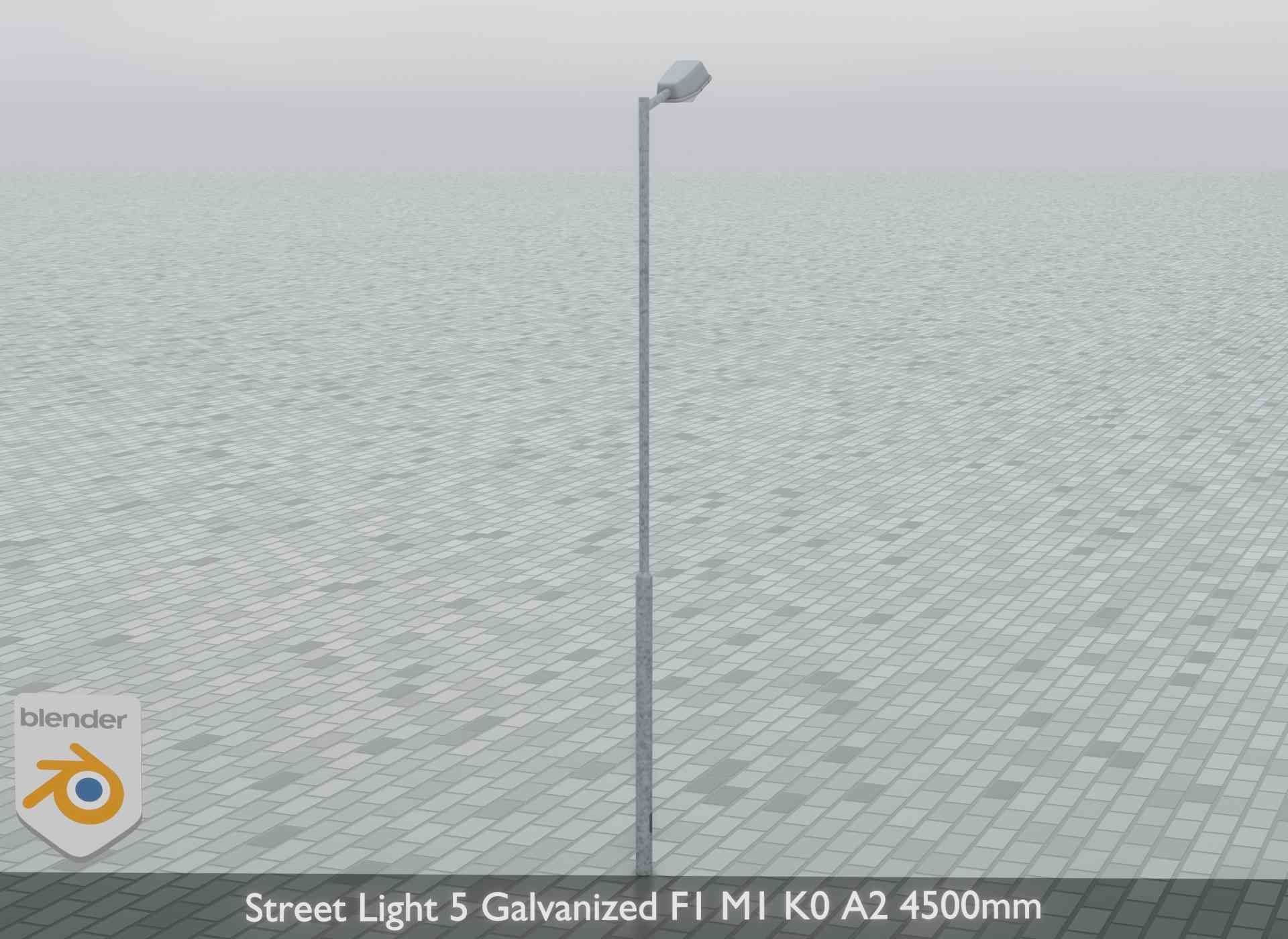 Street Light 5 Galvanized F1 M1 K0 A2 4500mm Low-poly 3D model_8