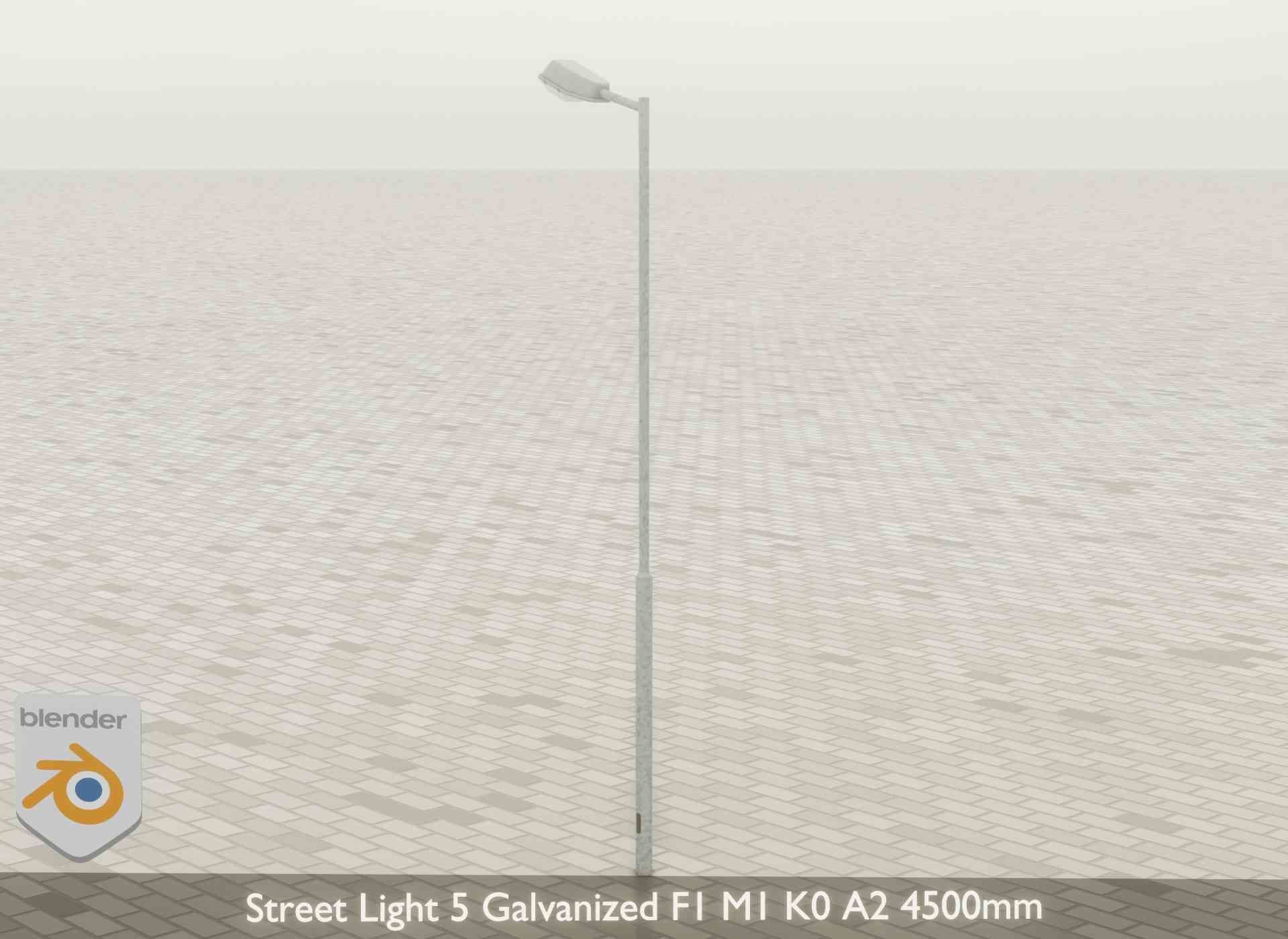 Street Light 5 Galvanized F1 M1 K0 A2 4500mm Low-poly 3D model_29